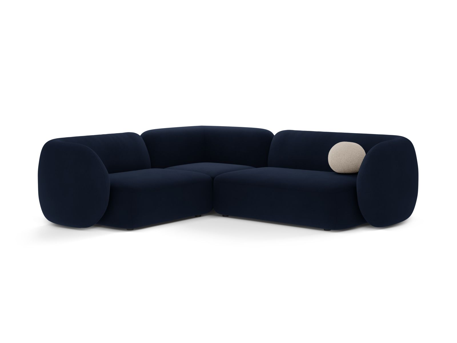 Velvet Modular Left Corner Sofa, "Kate", 4 Seats, 252x220x76
