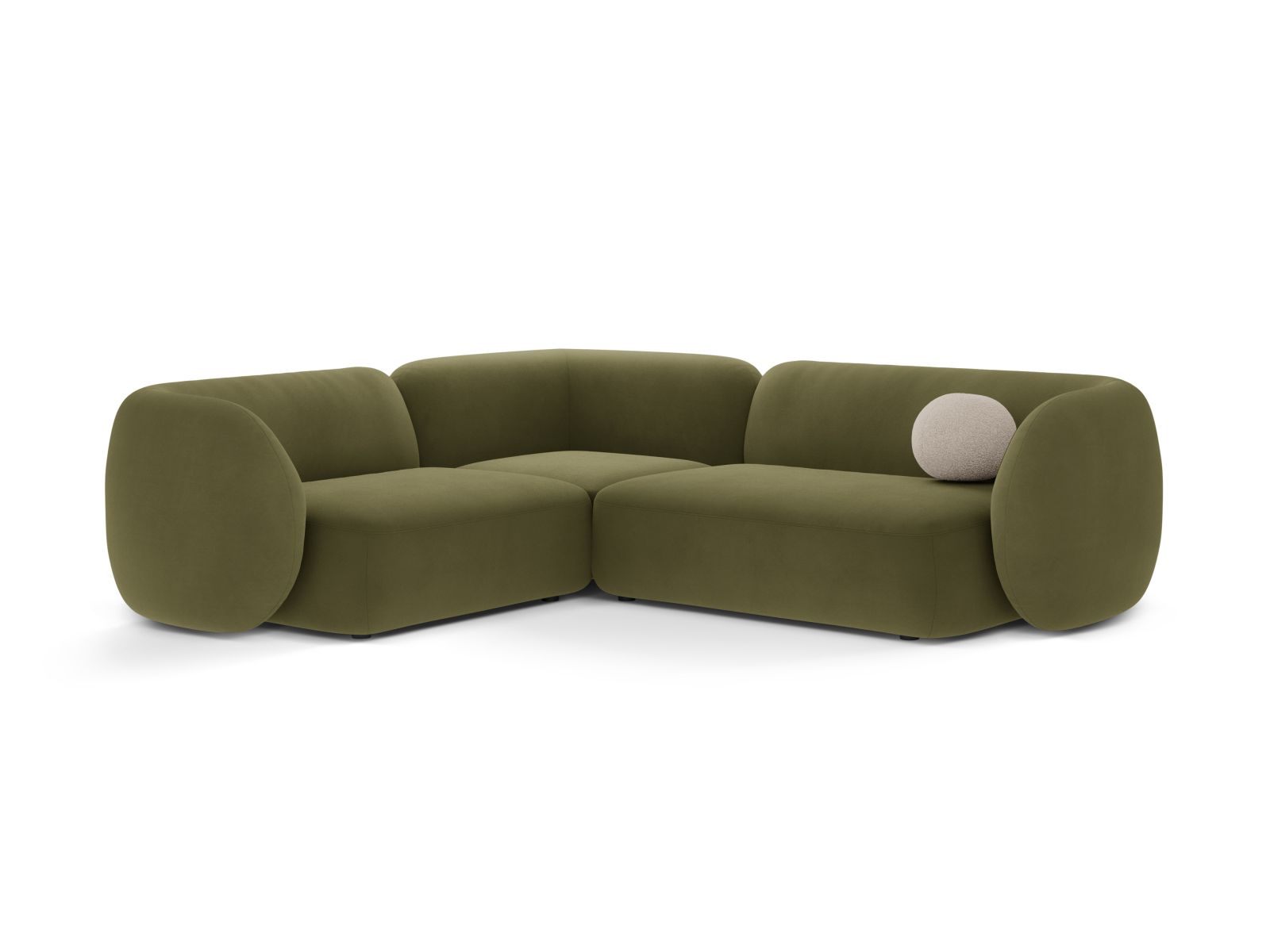 Velvet Modular Left Corner Sofa, "Kate", 4 Seats, 252x220x76