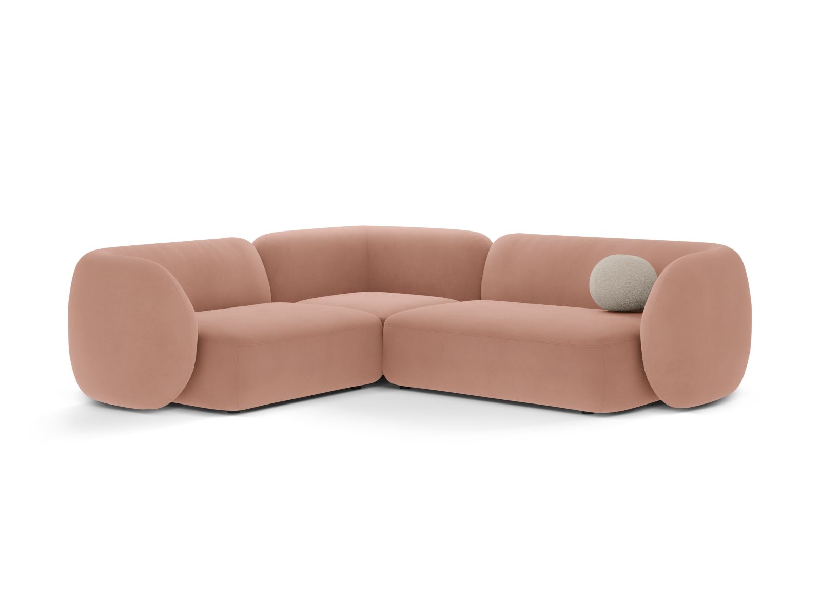 Velvet Modular Left Corner Sofa, "Kate", 4 Seats, 252x220x76