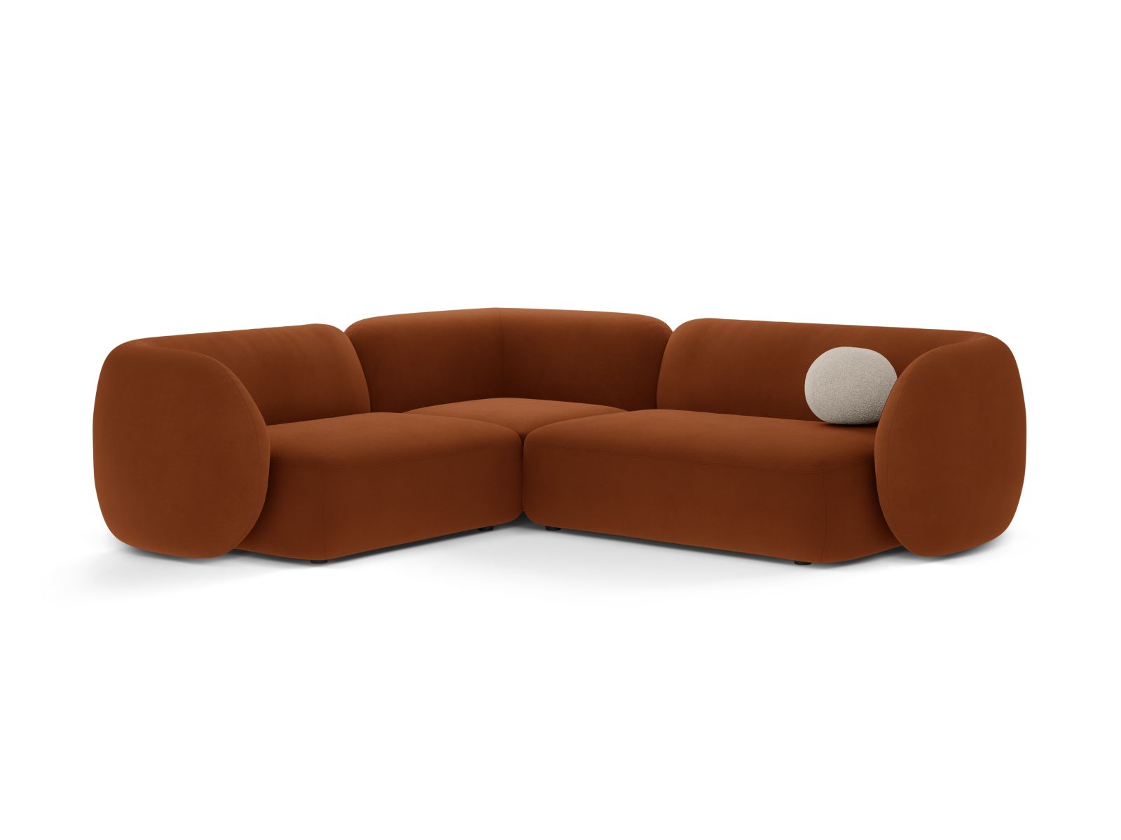 Velvet Modular Left Corner Sofa, "Kate", 4 Seats, 252x220x76