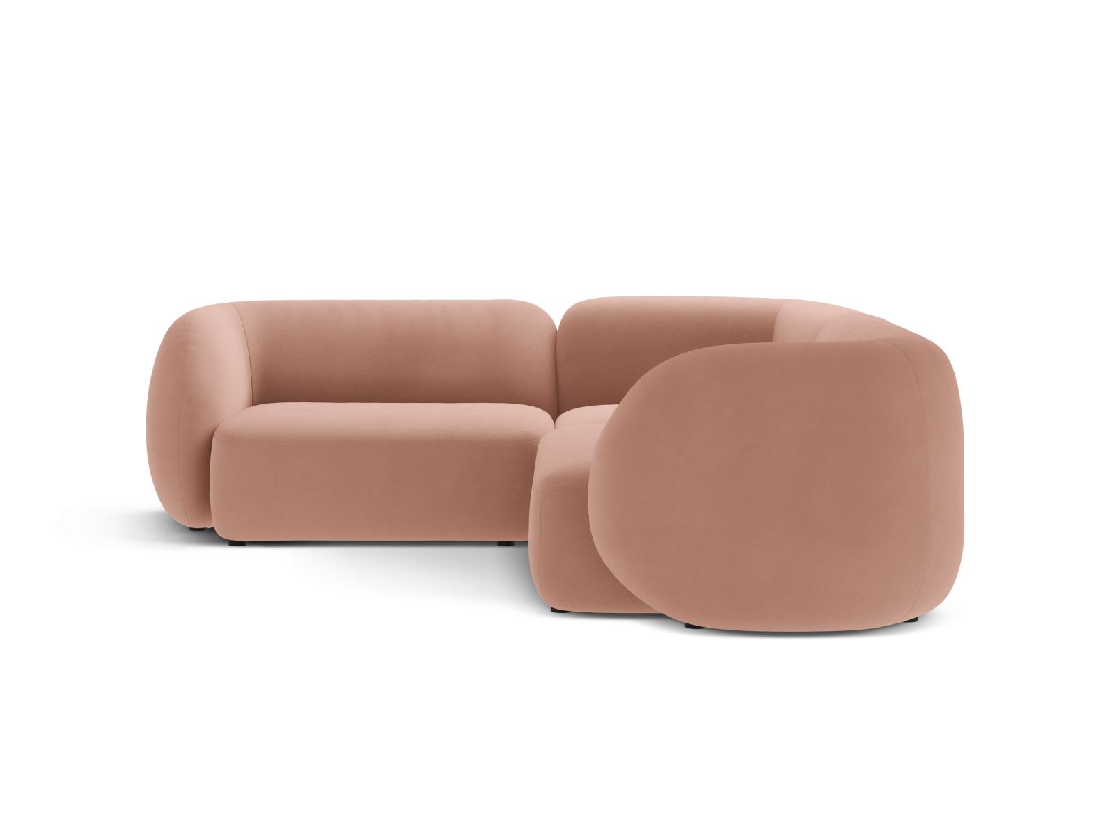 Velvet Modular Left Corner Sofa, "Kate", 4 Seats, 252x220x76