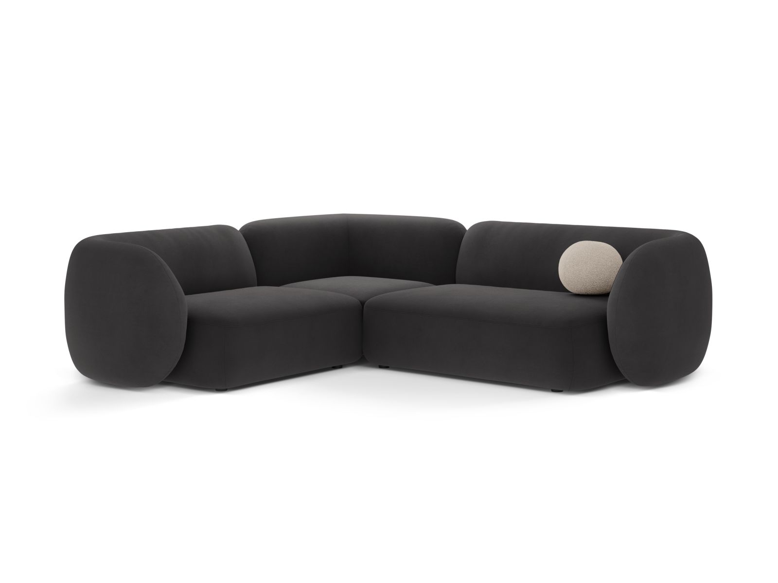 Velvet Modular Left Corner Sofa, "Kate", 4 Seats, 252x220x76