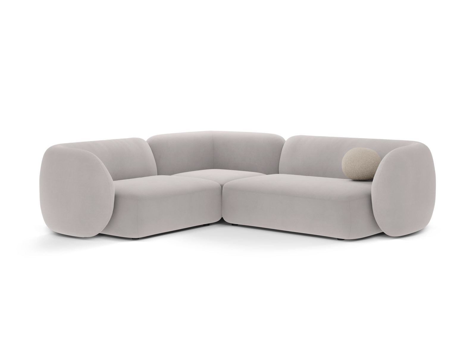 Velvet Modular Left Corner Sofa, "Kate", 4 Seats, 252x220x76