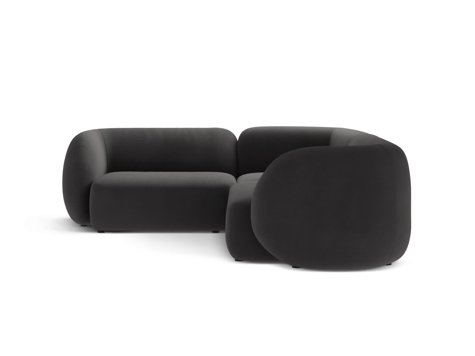 Velvet Modular Left Corner Sofa, "Kate", 4 Seats, 252x220x76