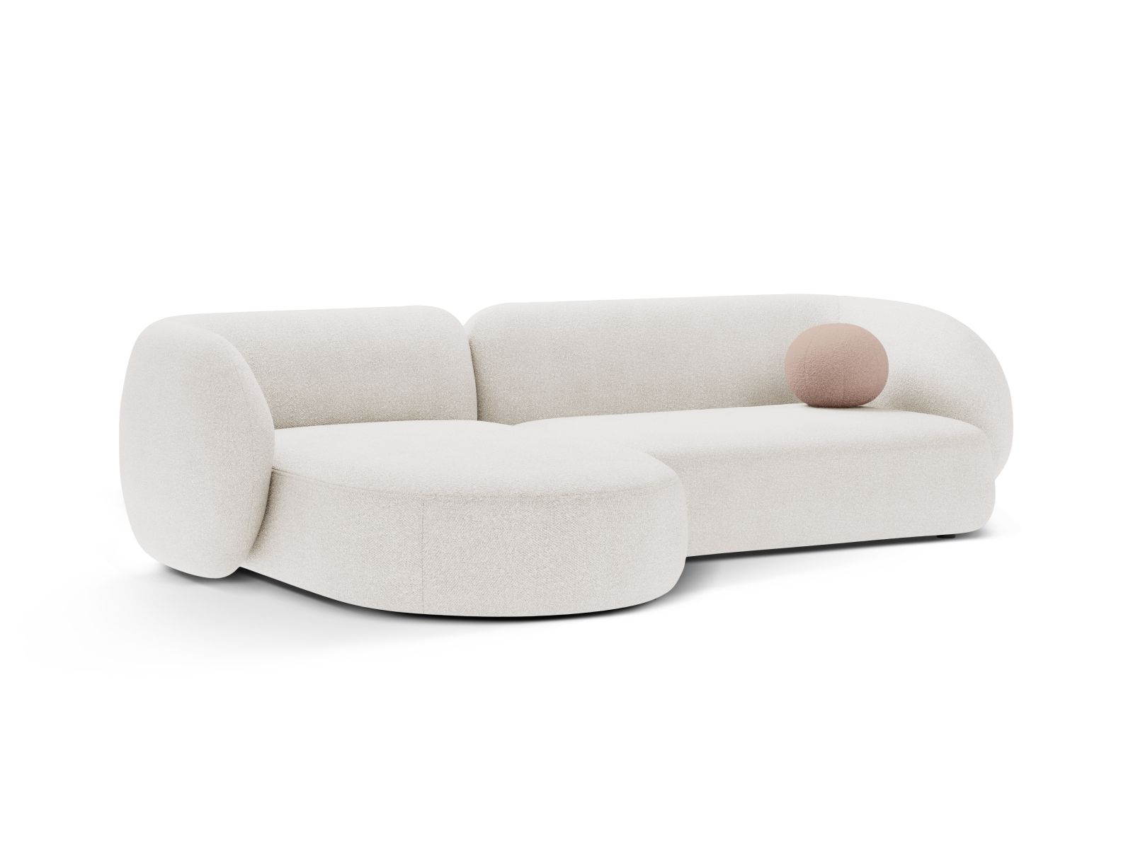 Boucle Modular Left Corner Sofa, "Kate", 3 Seats, 285x176x76