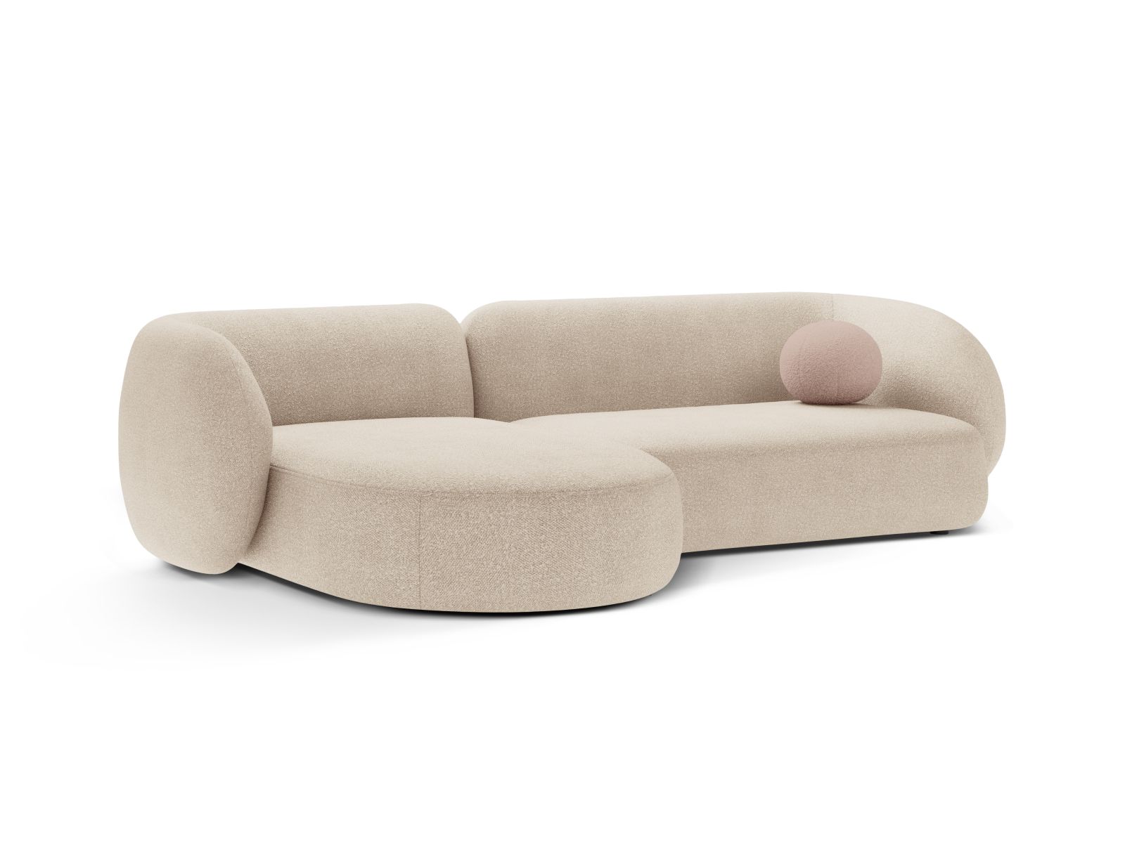 Boucle Modular Left Corner Sofa, "Kate", 3 Seats, 285x176x76