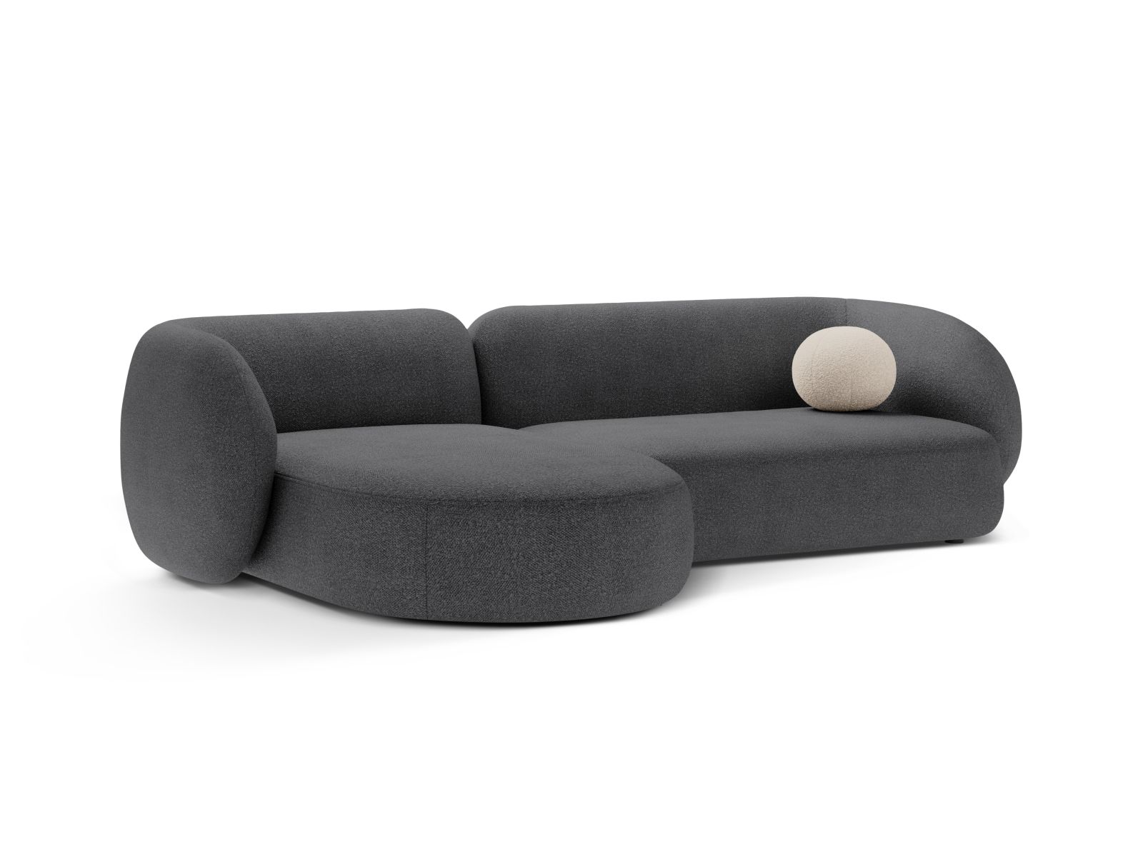 Boucle Modular Left Corner Sofa, "Kate", 3 Seats, 285x176x76