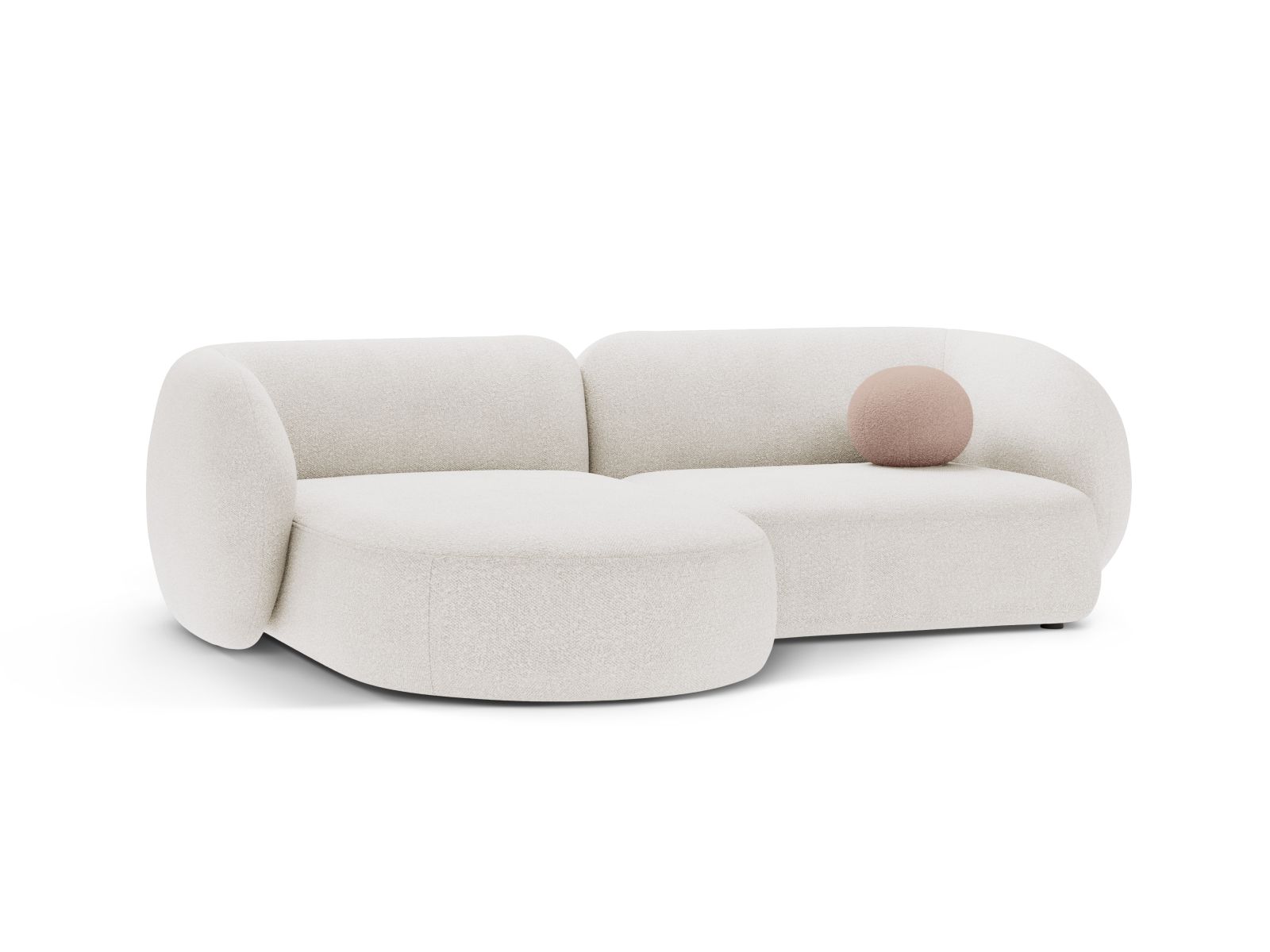 Boucle Modular Left Corner Sofa, "Kate", 2 Seats, 255x176x76