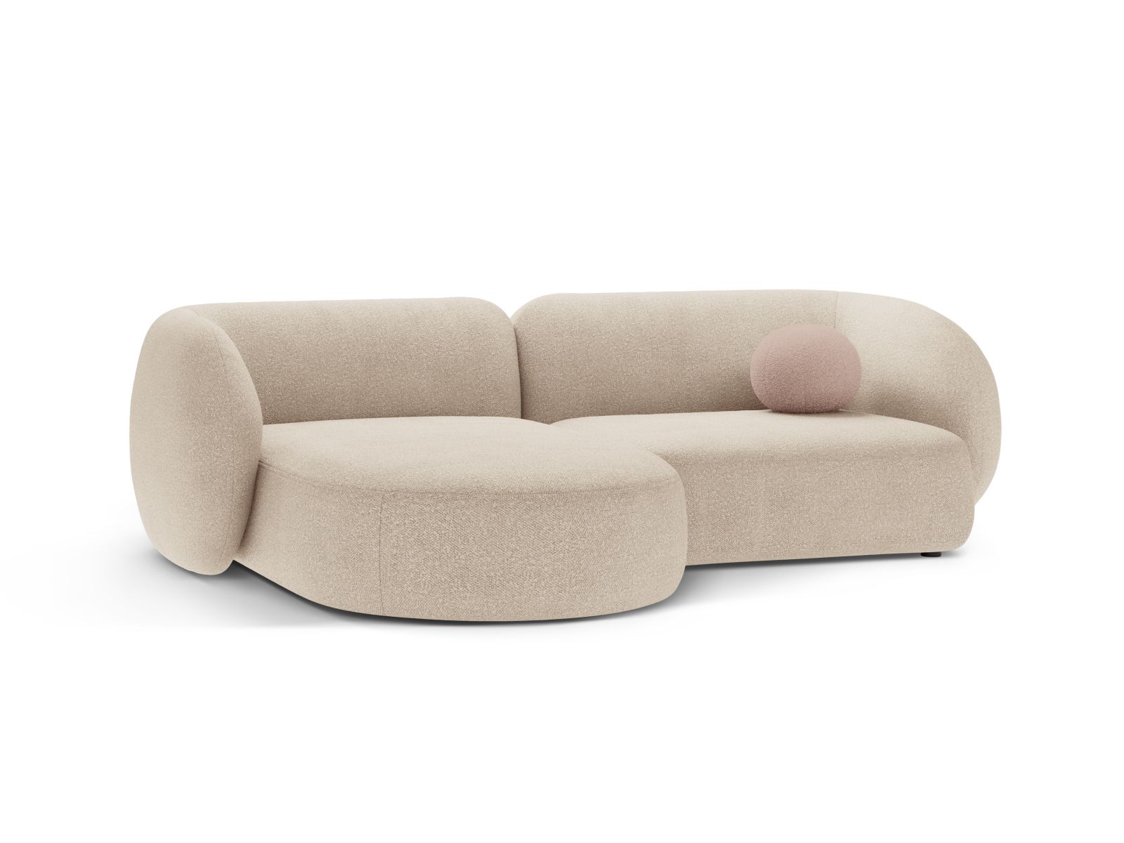 Boucle Modular Left Corner Sofa, "Kate", 2 Seats, 255x176x76