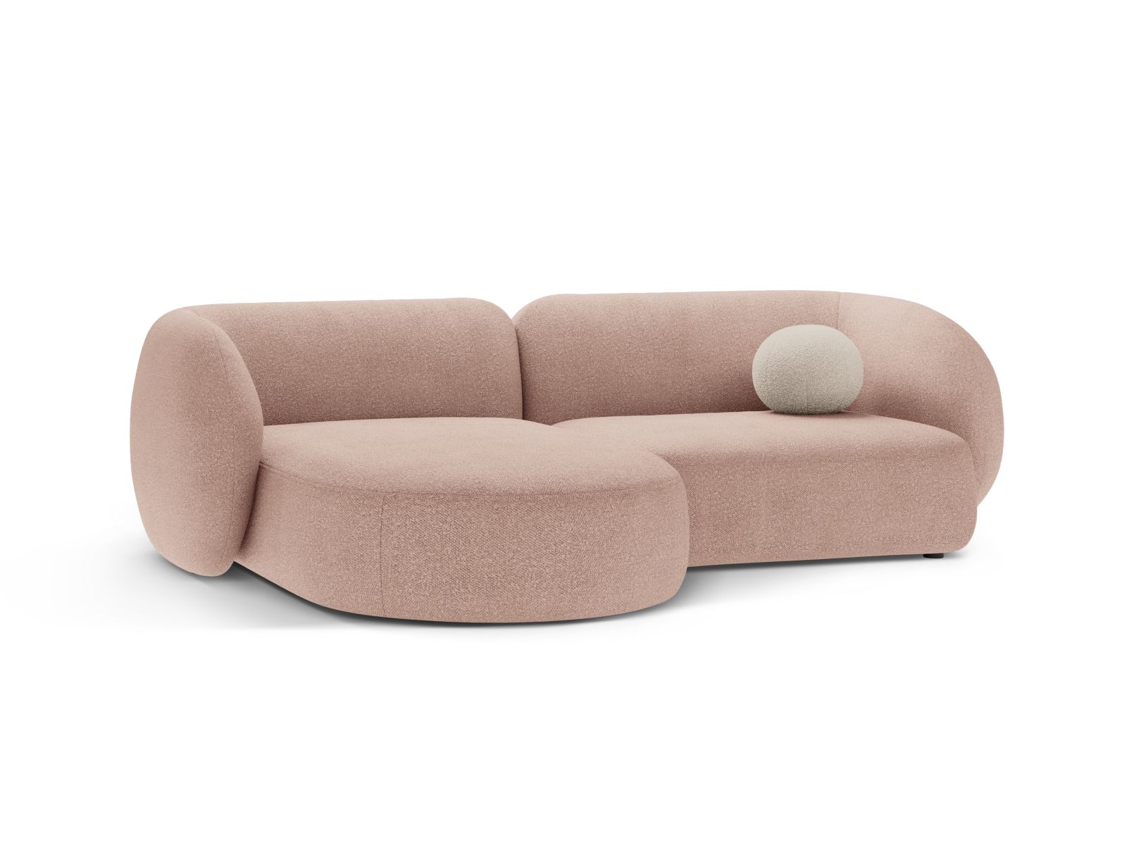 Boucle Modular Left Corner Sofa, "Kate", 2 Seats, 255x176x76