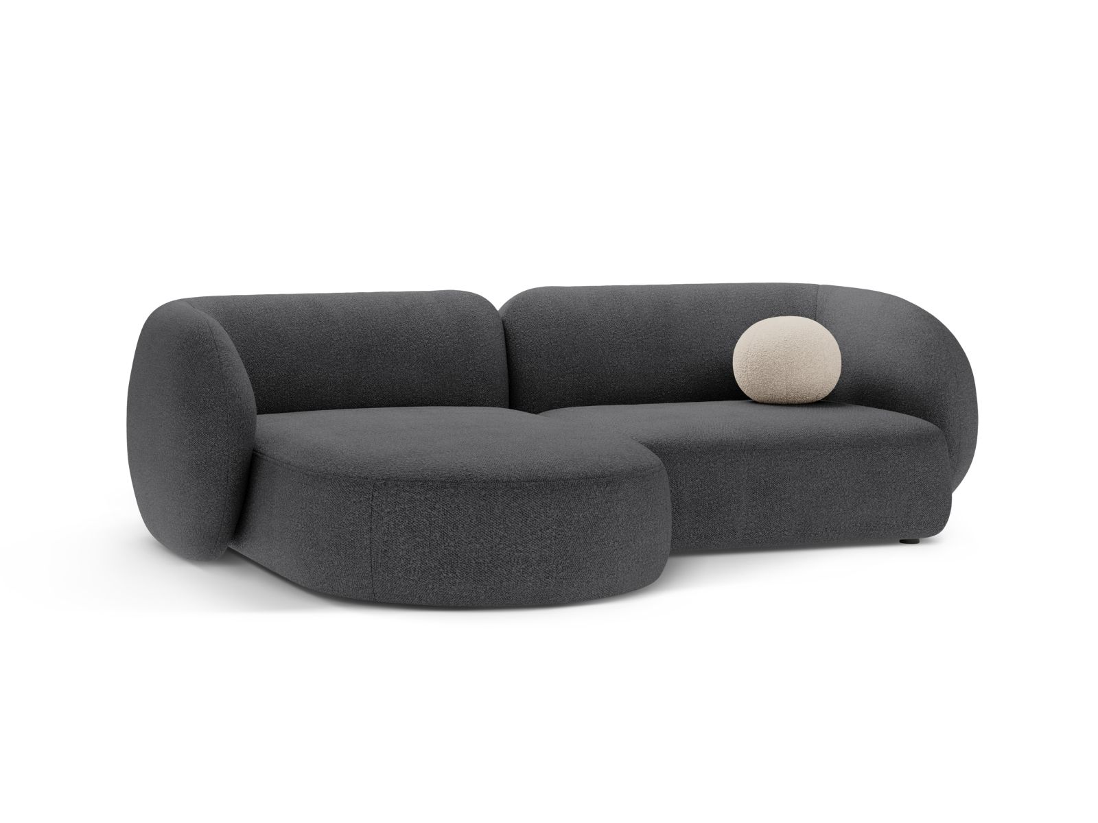 Boucle Modular Left Corner Sofa, "Kate", 2 Seats, 255x176x76