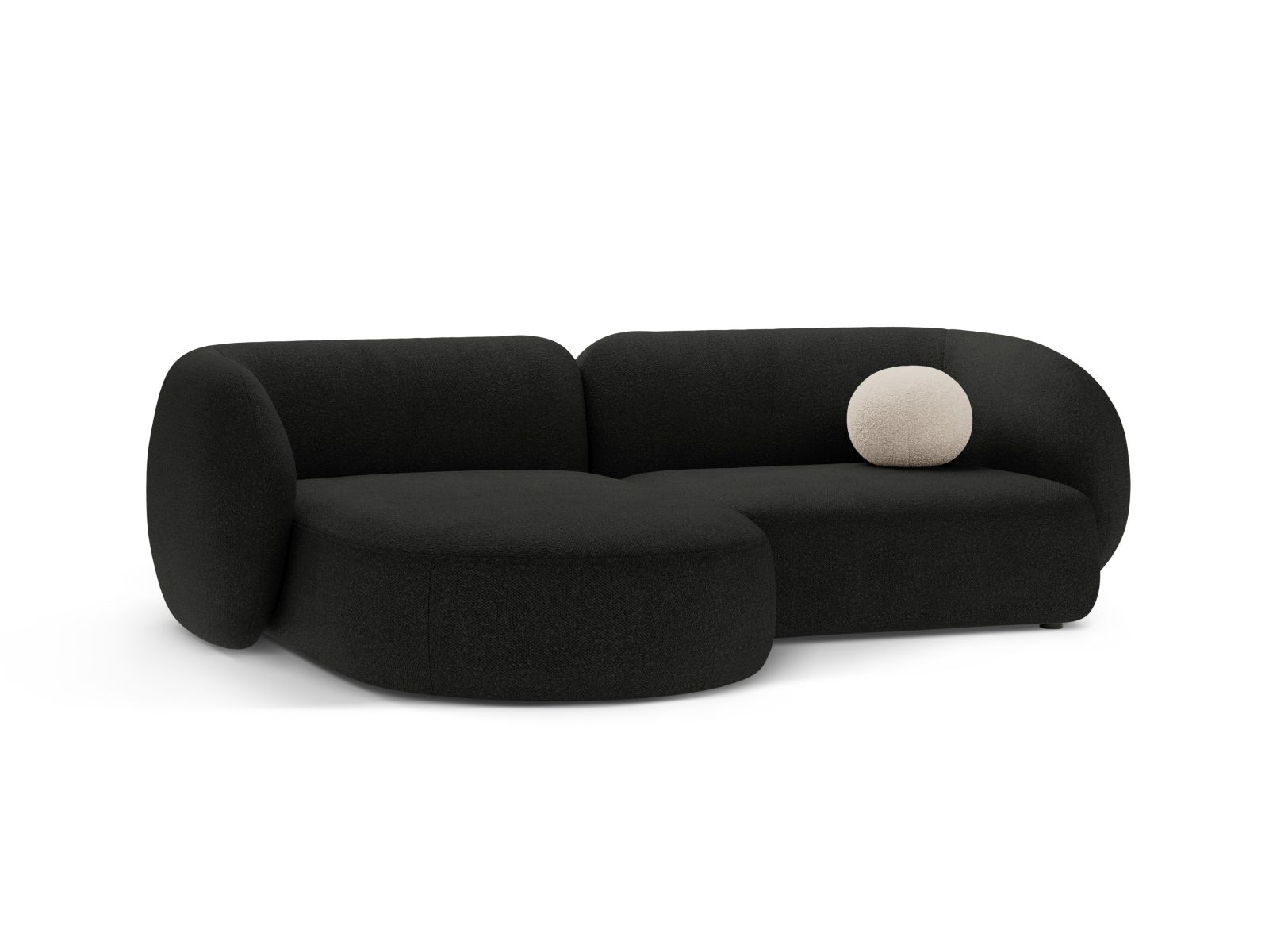 Boucle Modular Left Corner Sofa, "Kate", 2 Seats, 255x176x76
