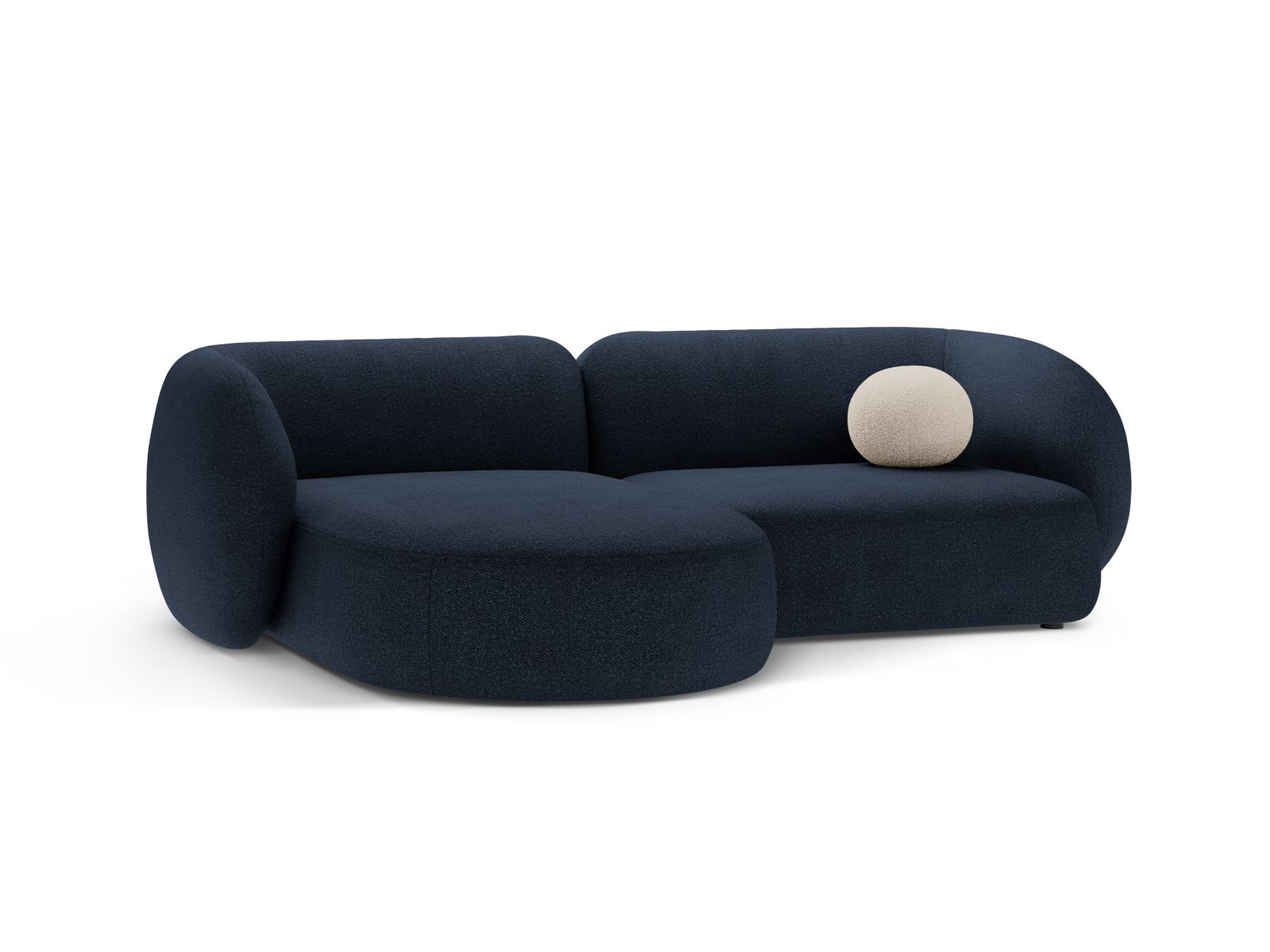 Boucle Modular Left Corner Sofa, "Kate", 2 Seats, 255x176x76