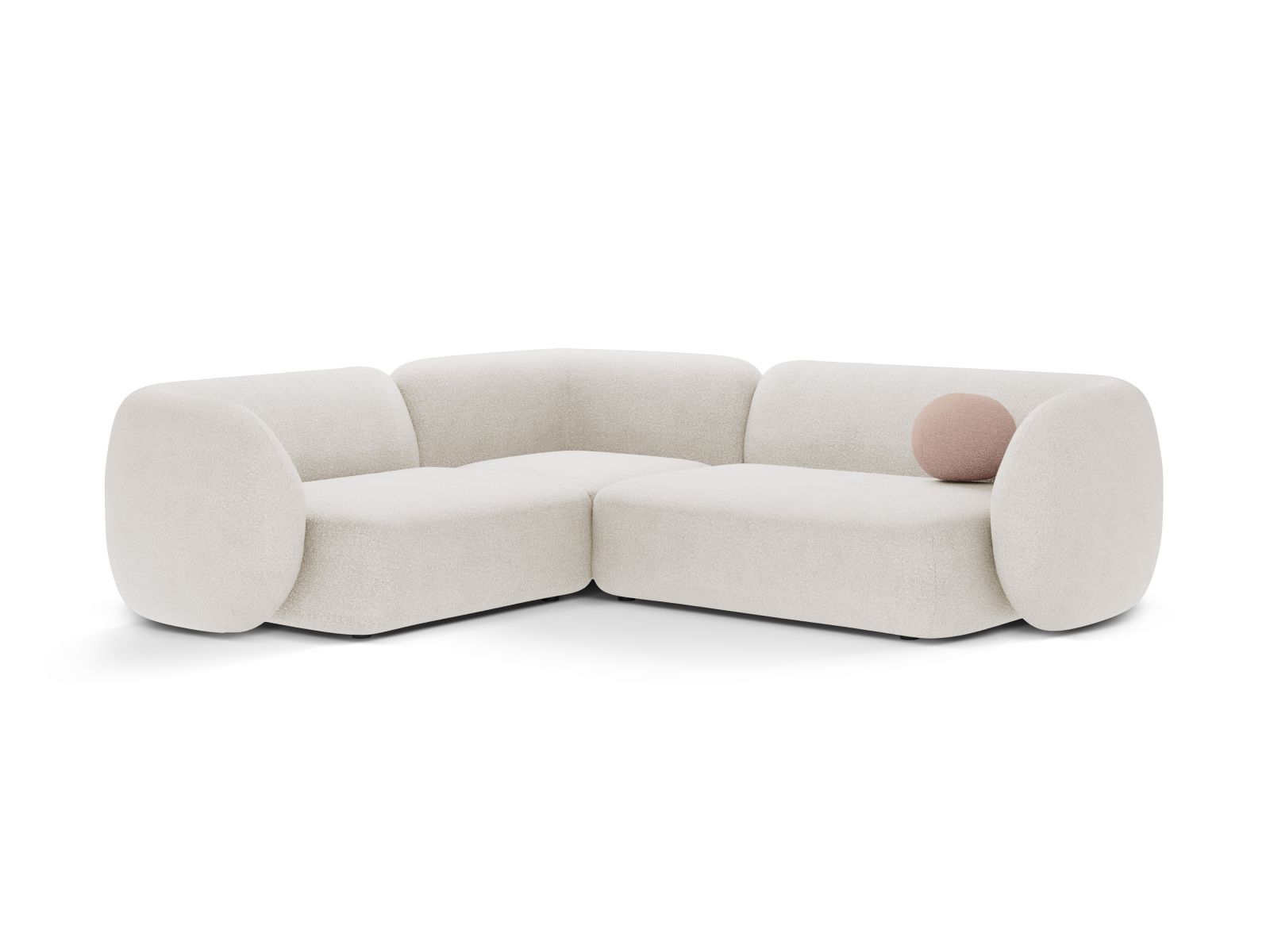 Boucle Modular Left Corner Sofa, "Kate", 4 Seats, 252x220x76
