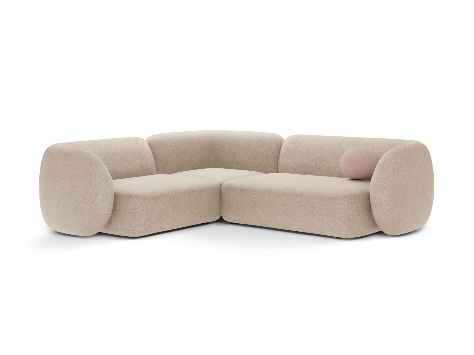 Boucle Modular Left Corner Sofa, "Kate", 4 Seats, 252x220x76