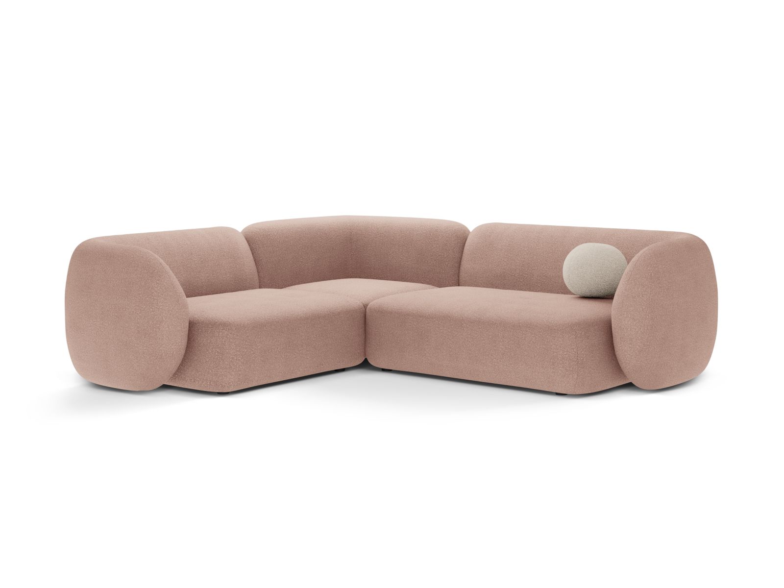 Boucle Modular Left Corner Sofa, "Kate", 4 Seats, 252x220x76