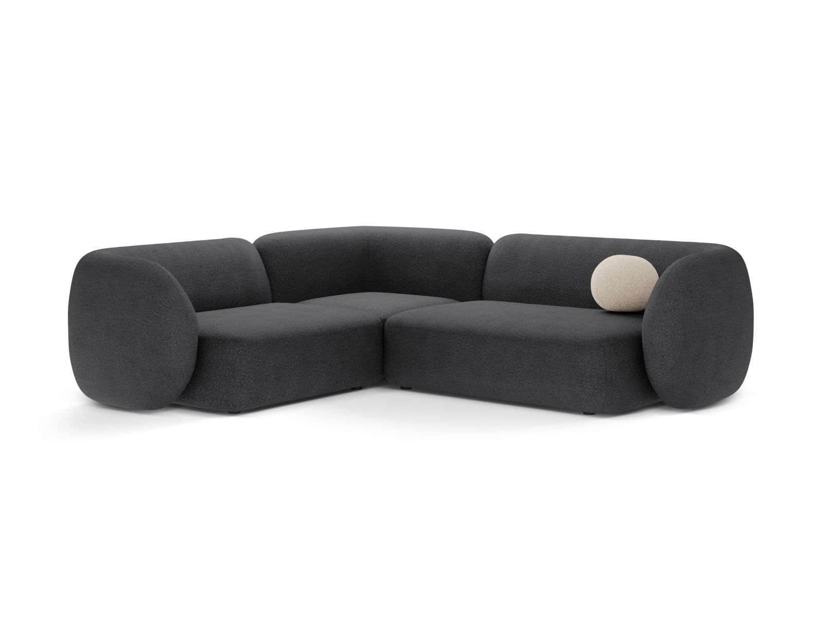 Boucle Modular Left Corner Sofa, "Kate", 4 Seats, 252x220x76