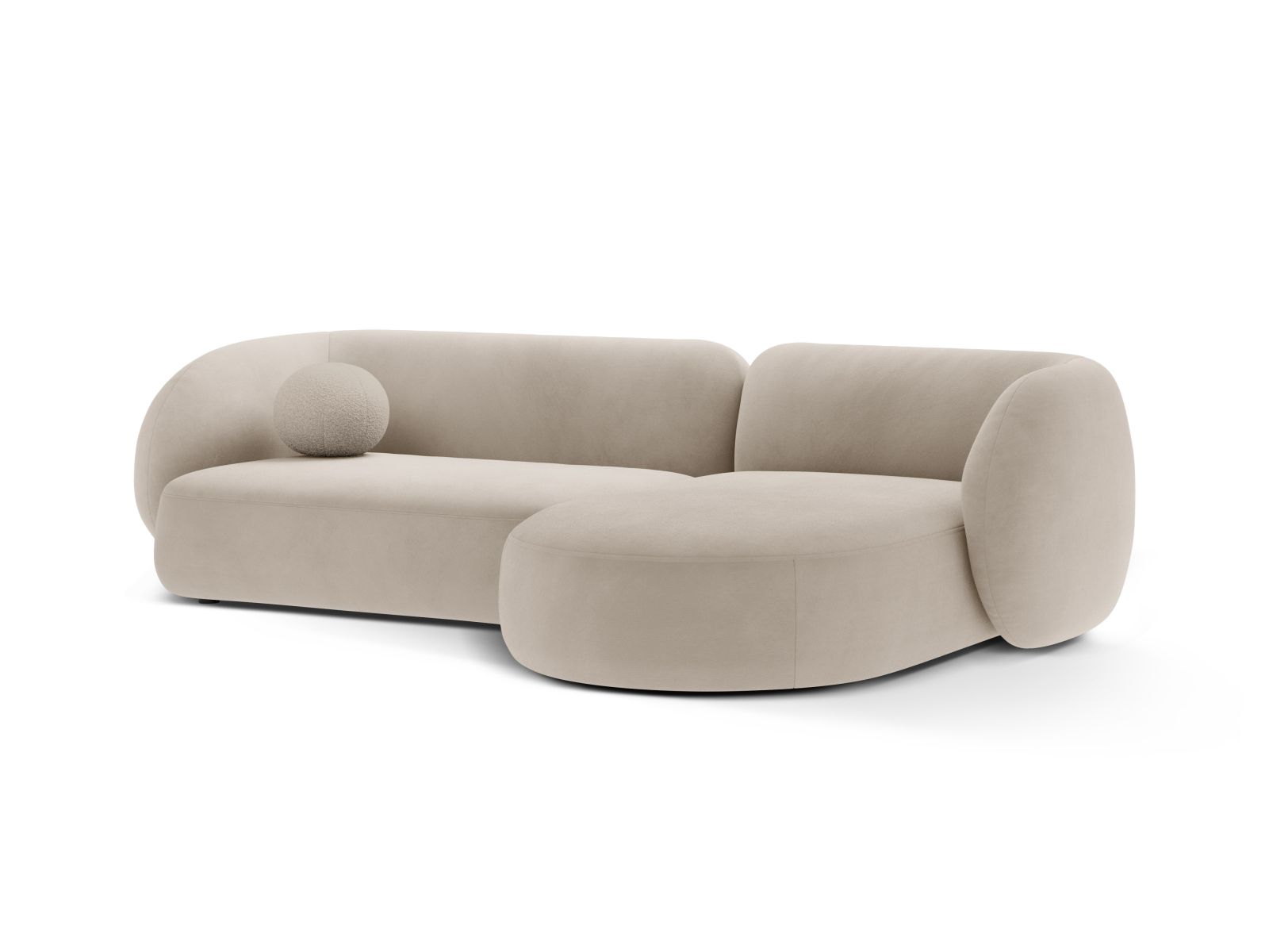 Velvet Modular Right Corner Sofa, "Kate", 3 Seats, 285x176x76