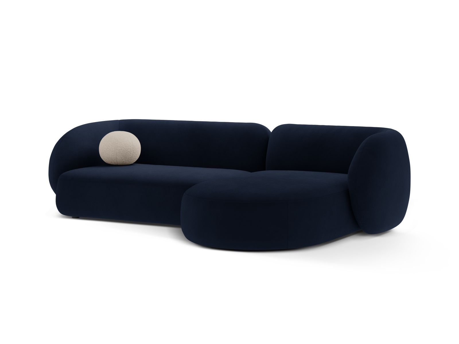 Velvet Modular Right Corner Sofa, "Kate", 3 Seats, 285x176x76