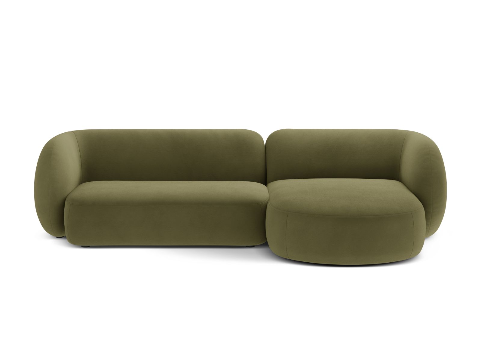 Velvet Modular Right Corner Sofa, "Kate", 3 Seats, 285x176x76