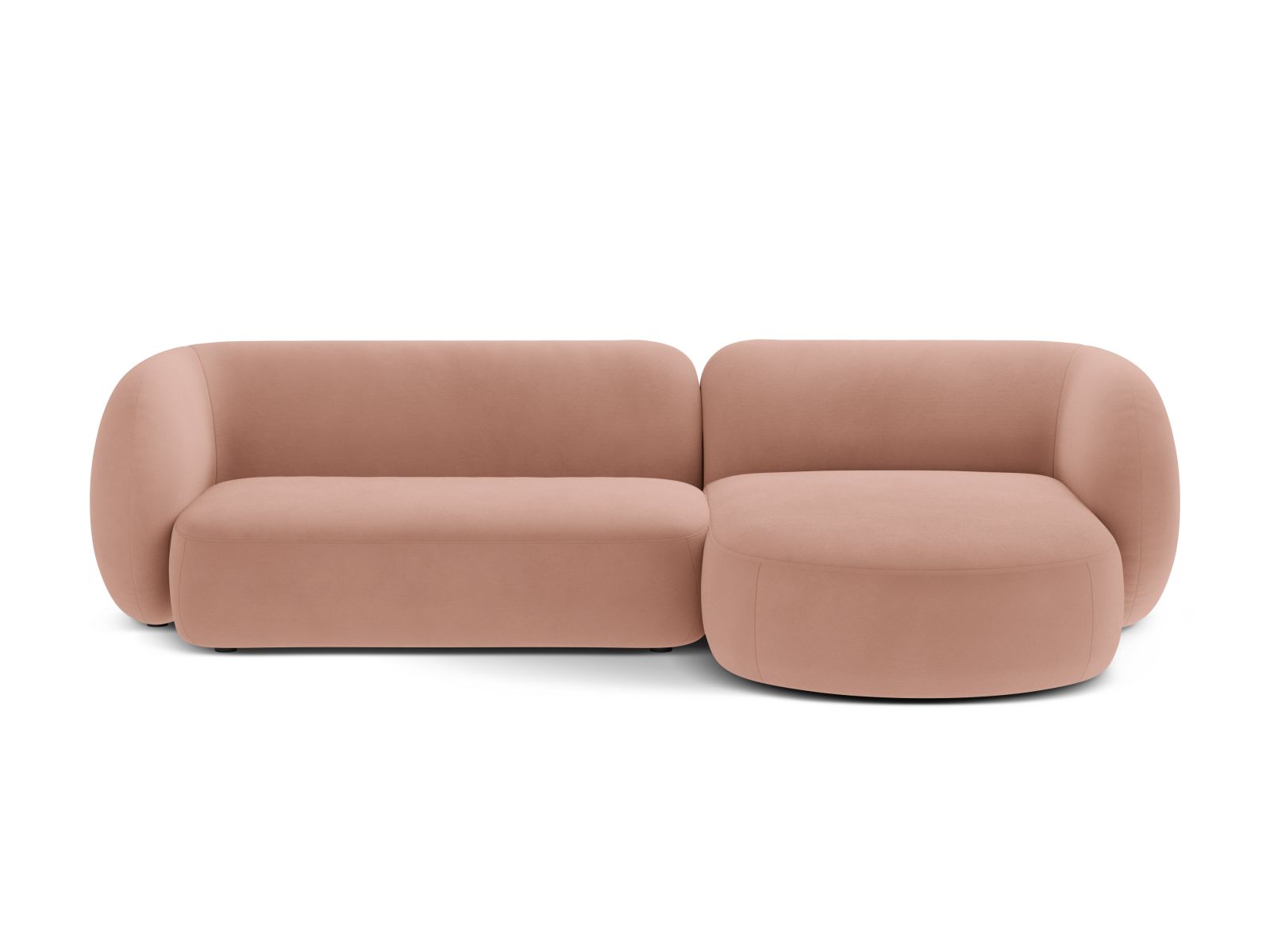 Velvet Modular Right Corner Sofa, "Kate", 3 Seats, 285x176x76