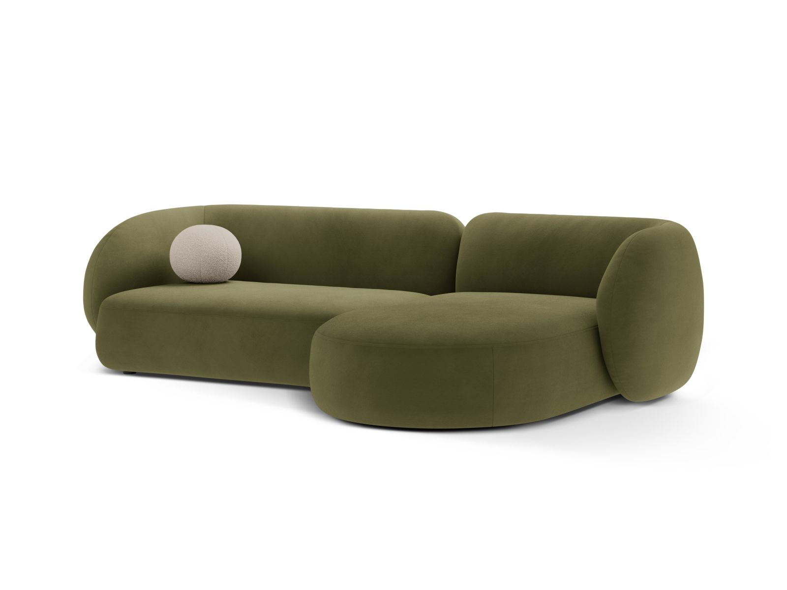Velvet Modular Right Corner Sofa, "Kate", 3 Seats, 285x176x76