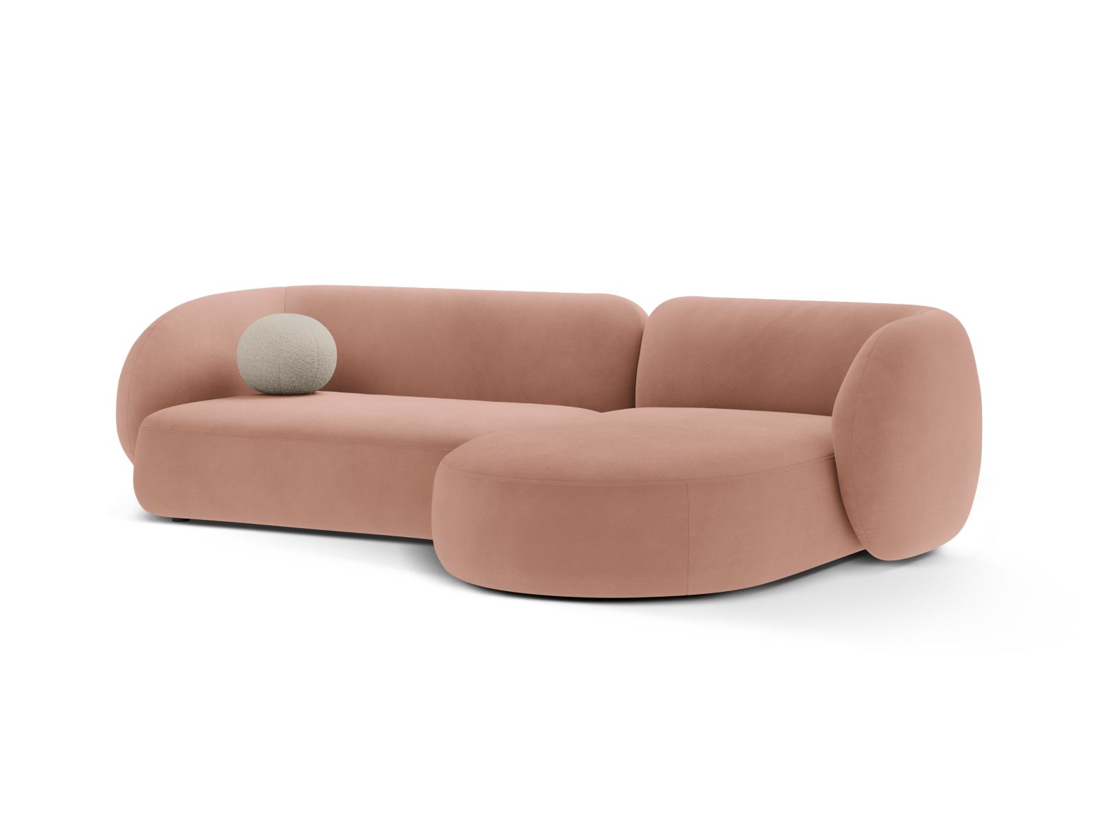 Velvet Modular Right Corner Sofa, "Kate", 3 Seats, 285x176x76