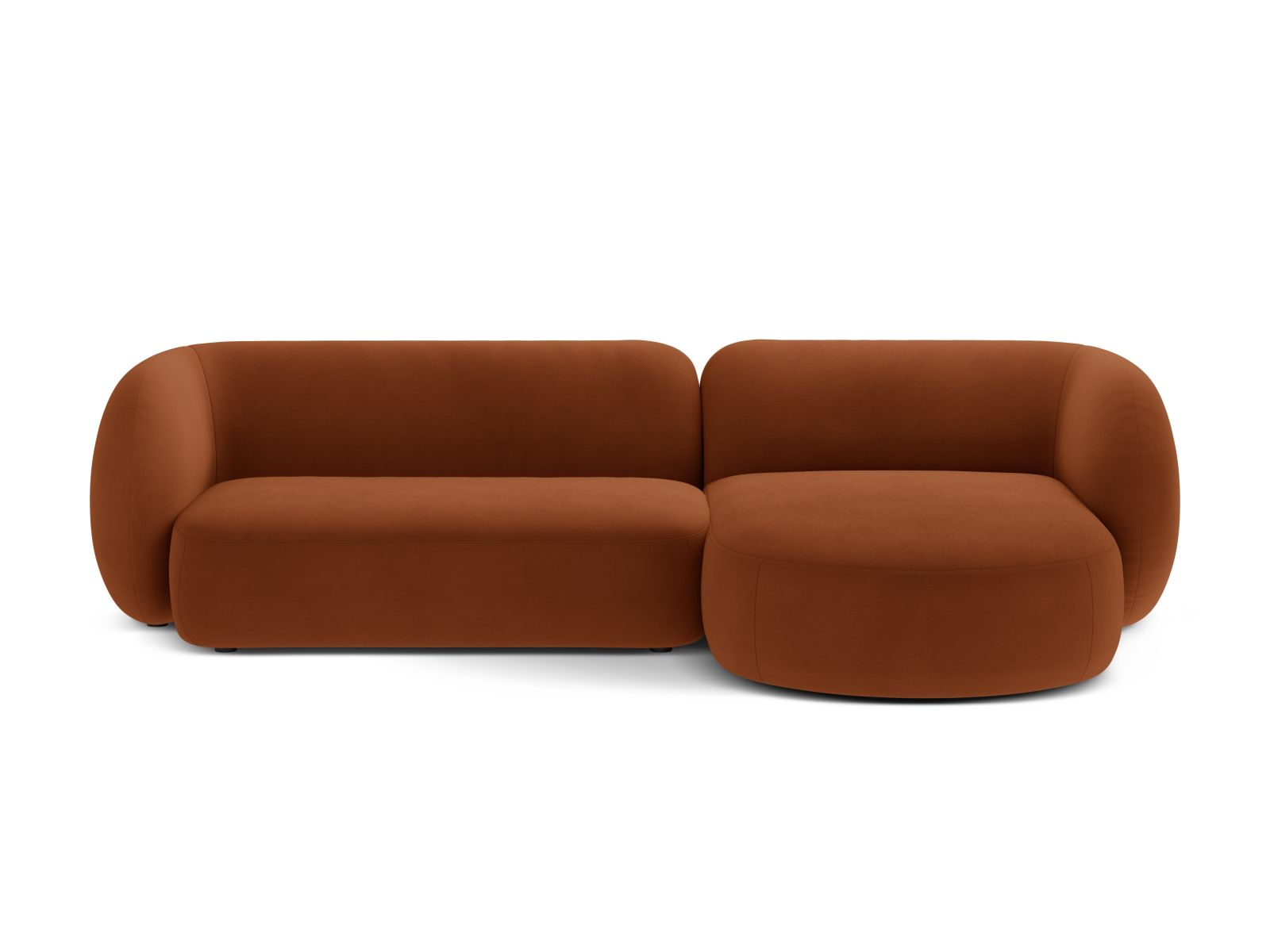 Velvet Modular Right Corner Sofa, "Kate", 3 Seats, 285x176x76