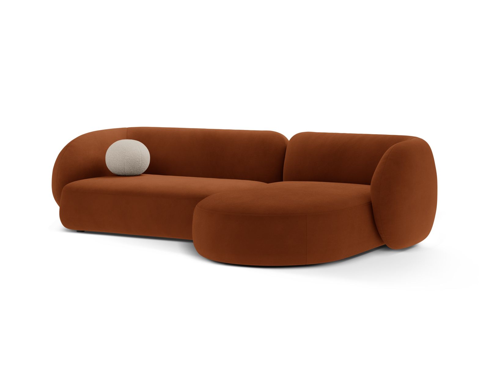 Velvet Modular Right Corner Sofa, "Kate", 3 Seats, 285x176x76