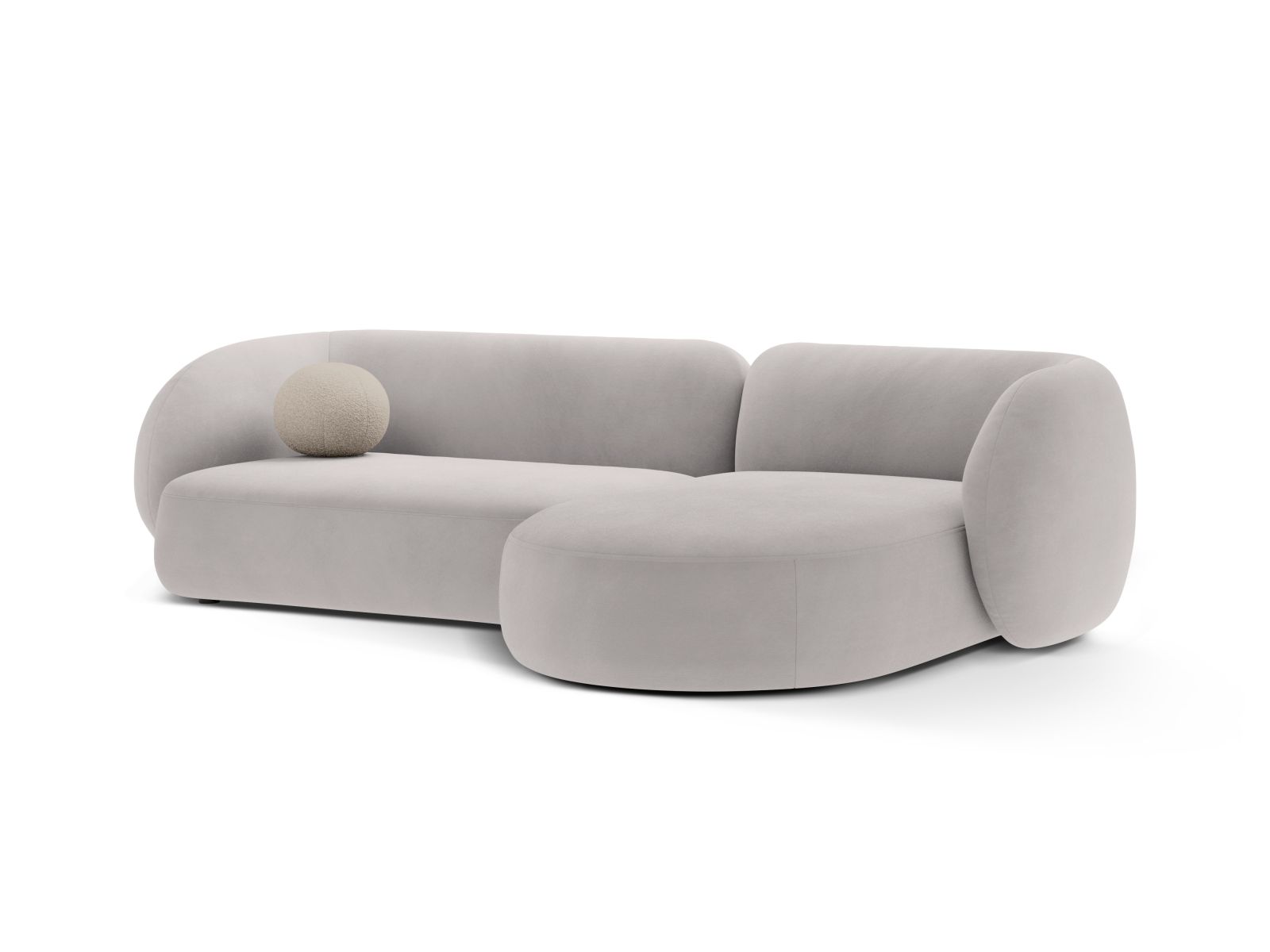 Velvet Modular Right Corner Sofa, "Kate", 3 Seats, 285x176x76
