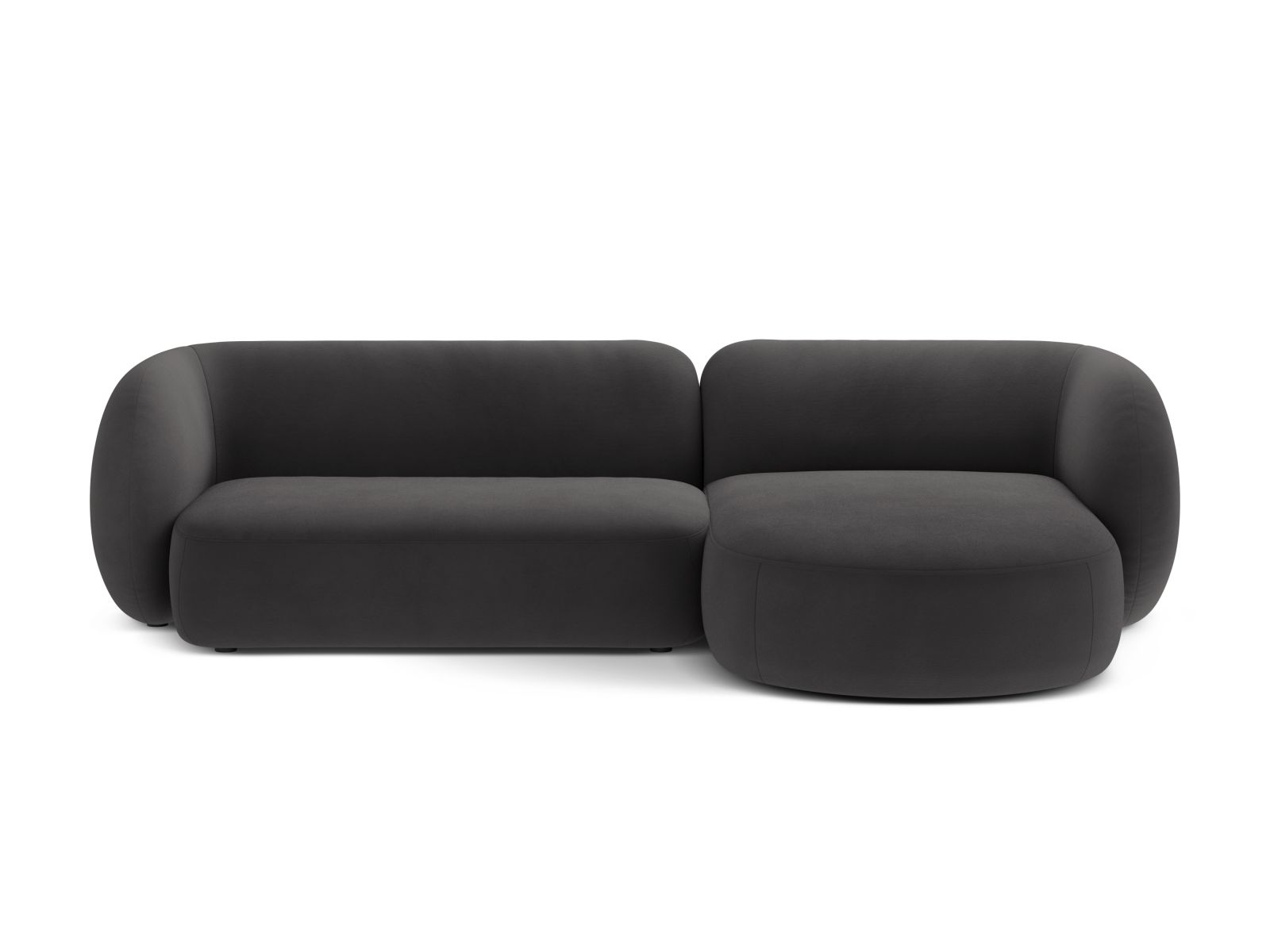 Velvet Modular Right Corner Sofa, "Kate", 3 Seats, 285x176x76