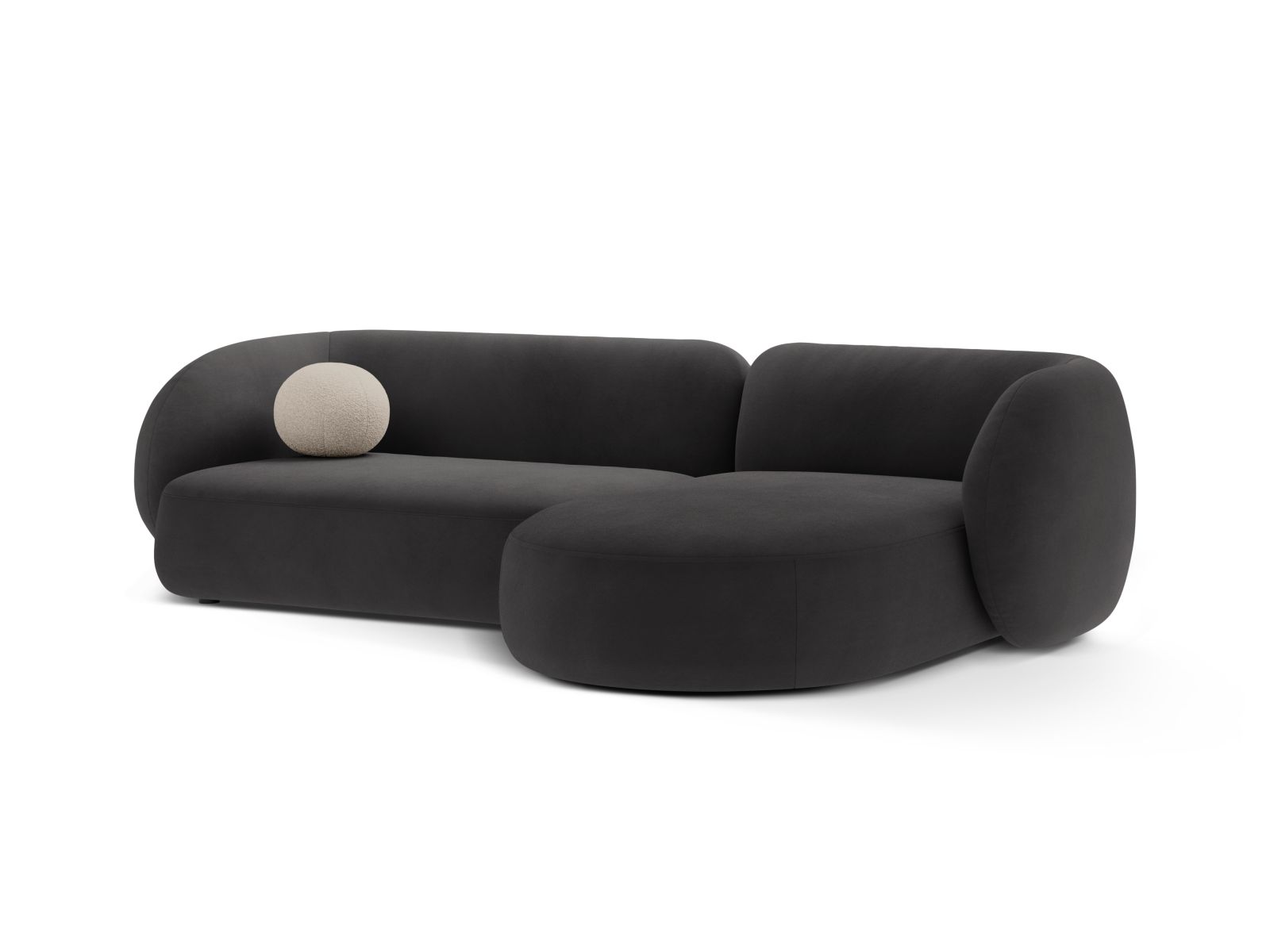 Velvet Modular Right Corner Sofa, "Kate", 3 Seats, 285x176x76