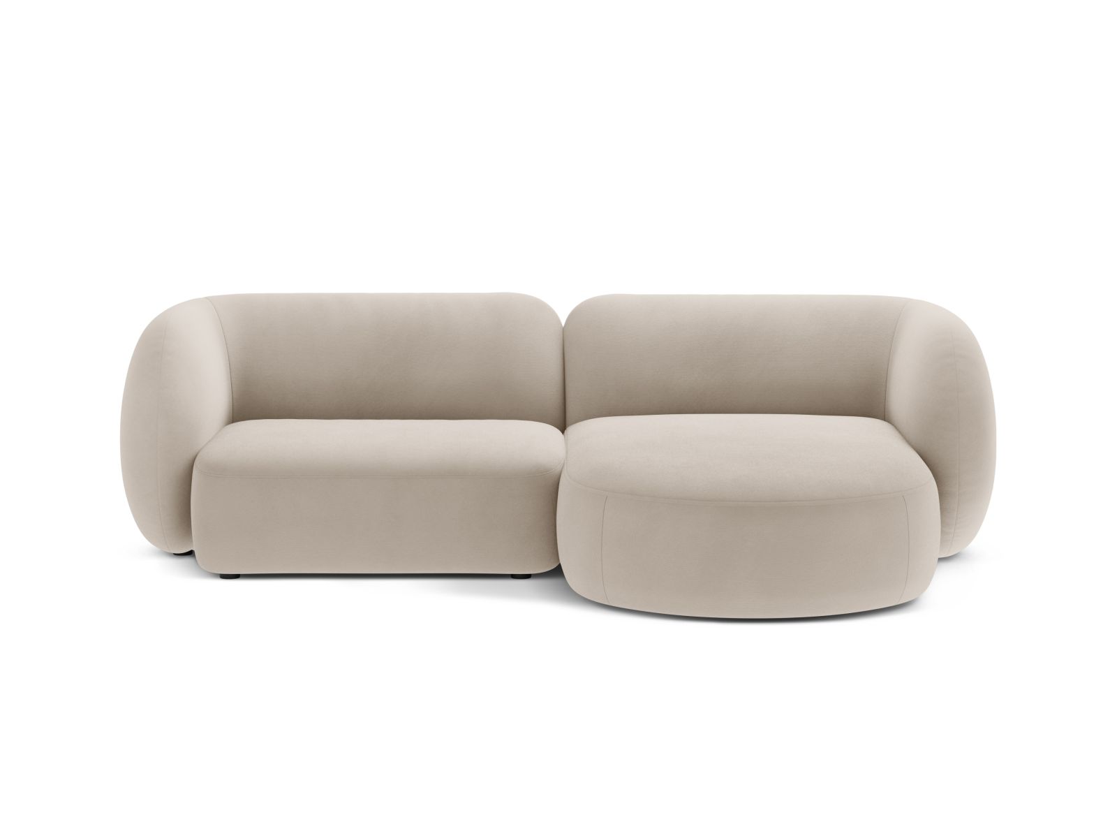 Velvet Modular Right Corner Sofa, "Kate", 2 Seats, 255x176x76