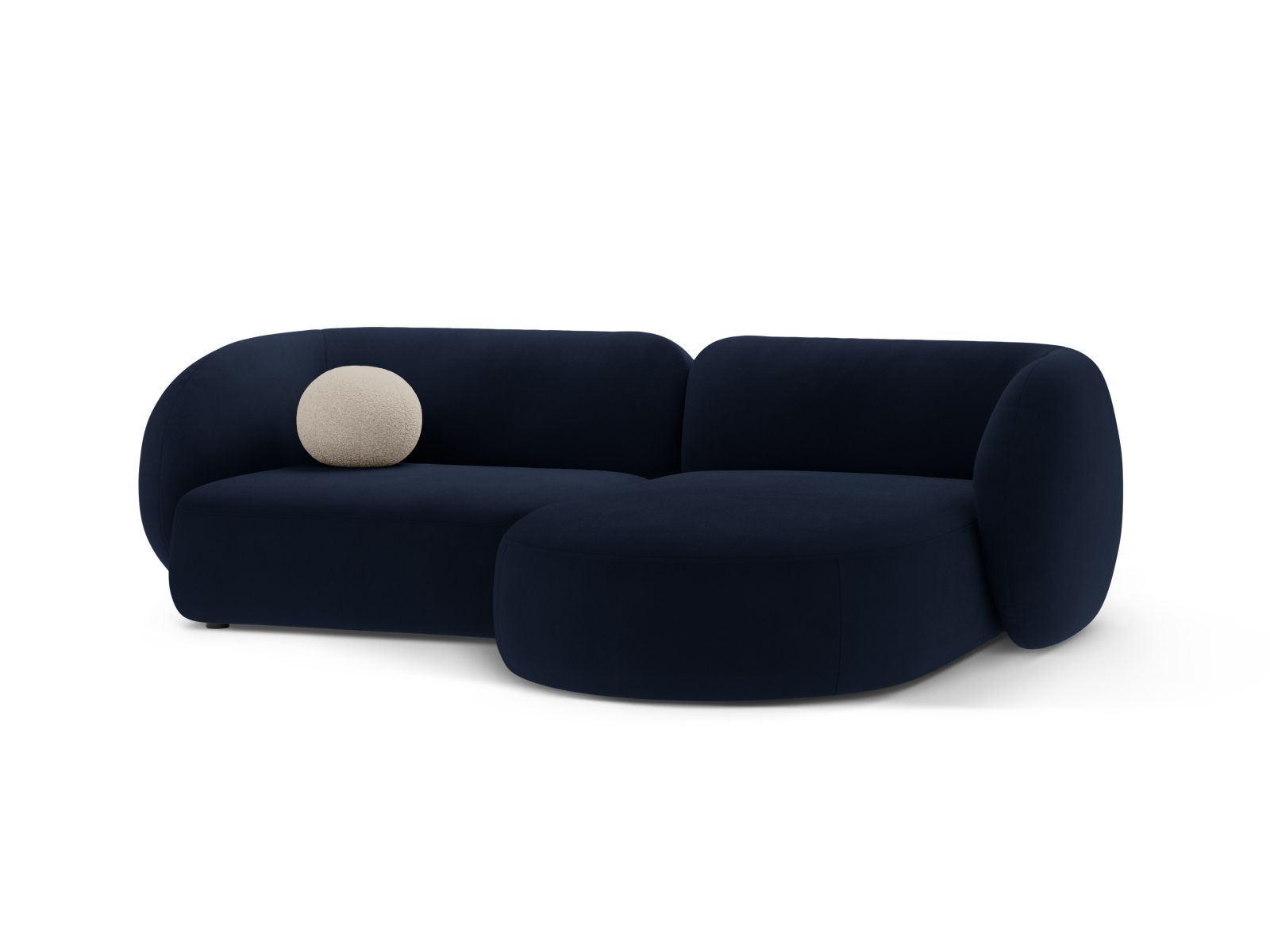 Velvet Modular Right Corner Sofa, "Kate", 2 Seats, 255x176x76