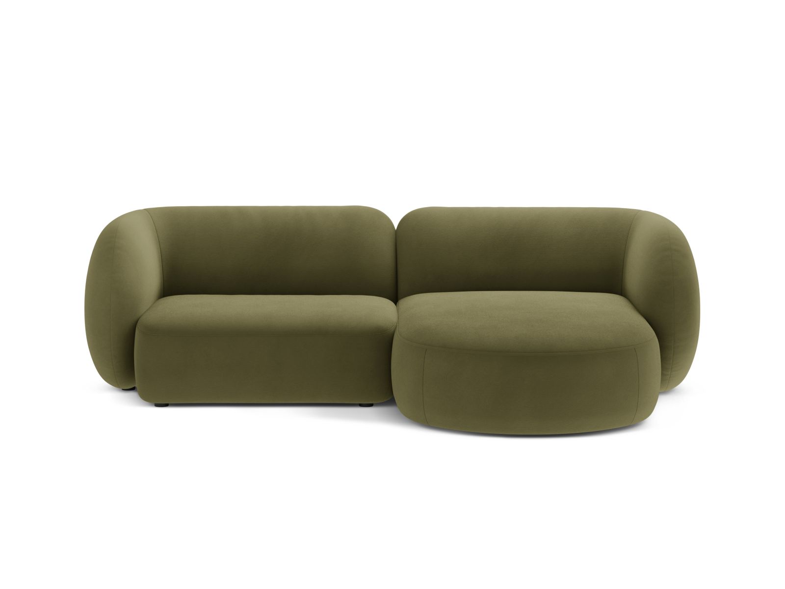 Velvet Modular Right Corner Sofa, "Kate", 2 Seats, 255x176x76