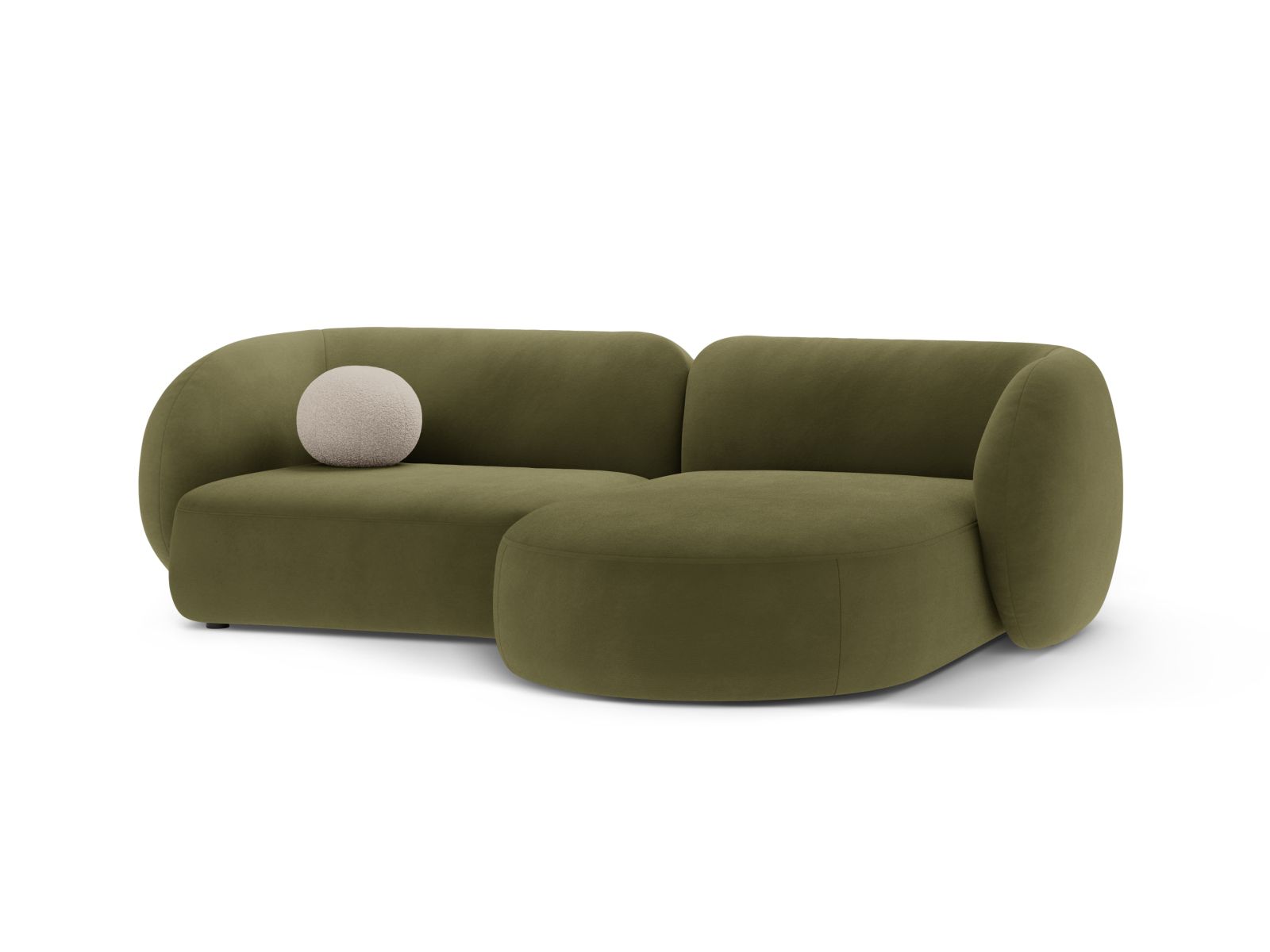 Velvet Modular Right Corner Sofa, "Kate", 2 Seats, 255x176x76