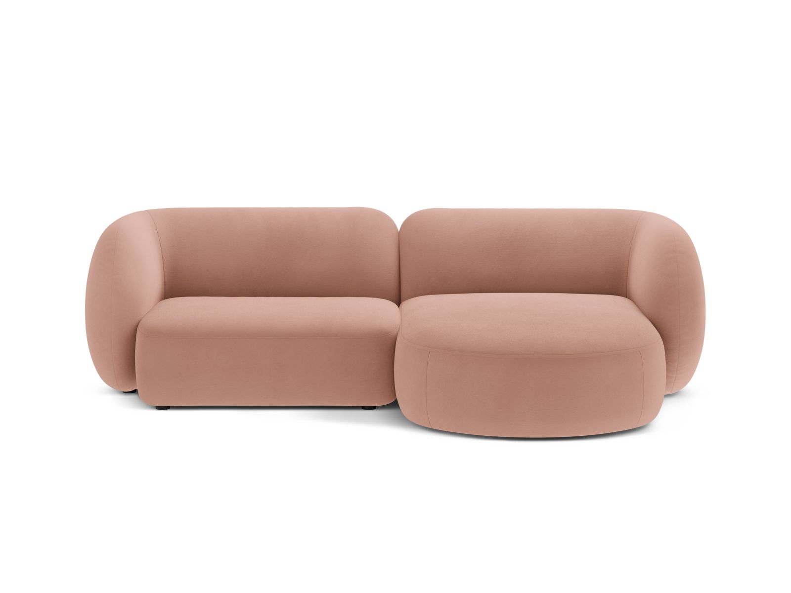 Velvet Modular Right Corner Sofa, "Kate", 2 Seats, 255x176x76