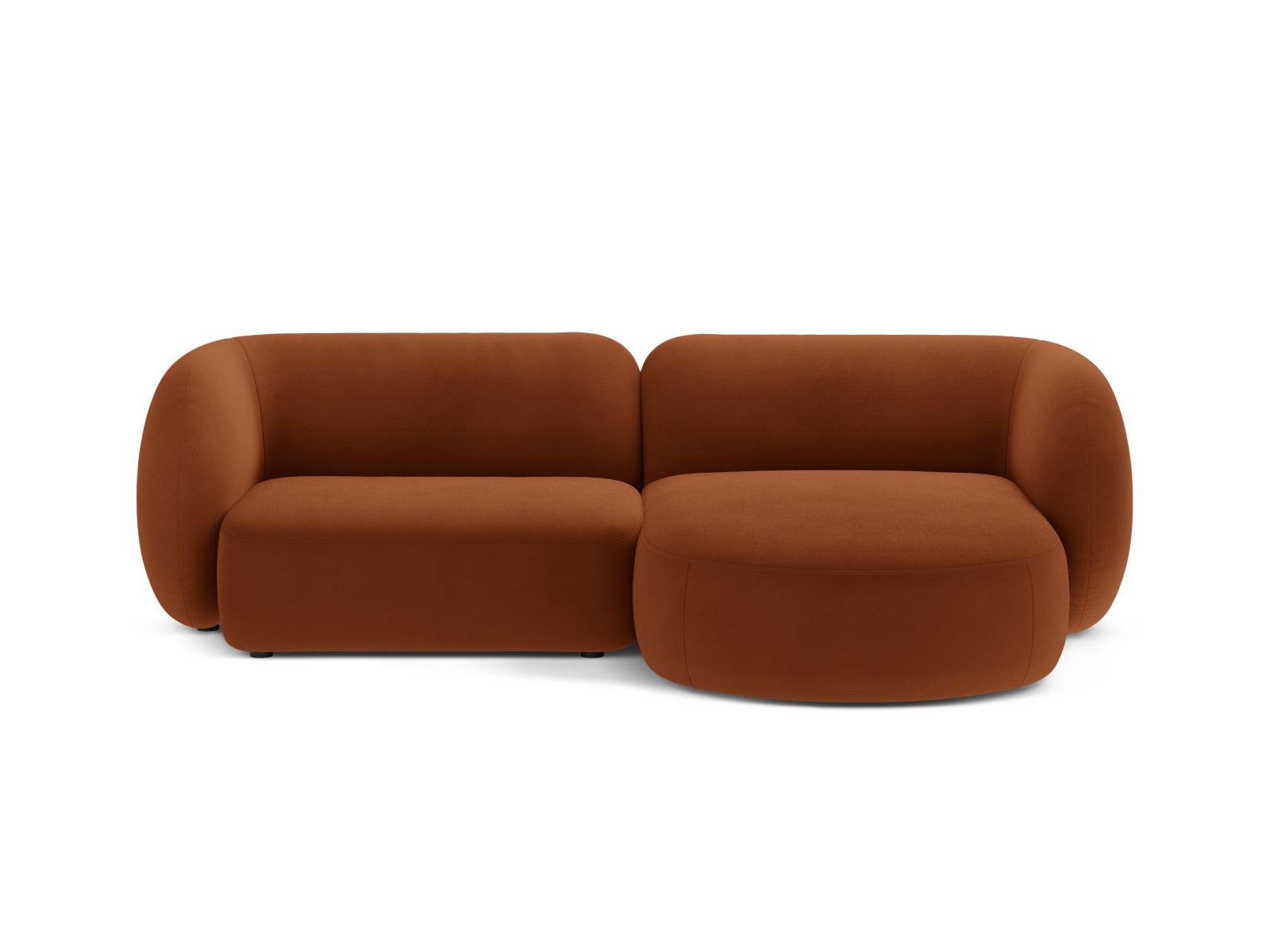 Velvet Modular Right Corner Sofa, "Kate", 2 Seats, 255x176x76