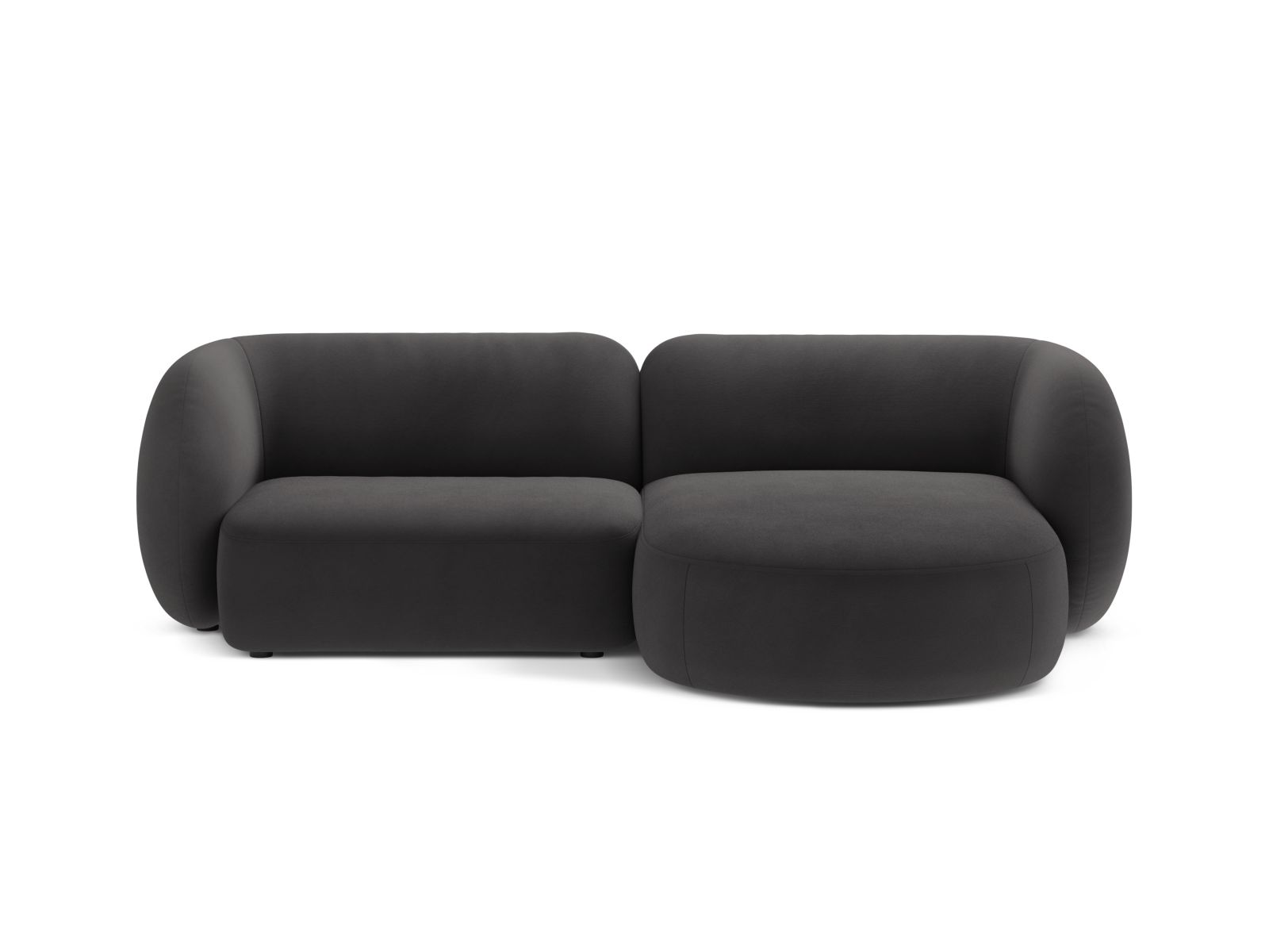Velvet Modular Right Corner Sofa, "Kate", 2 Seats, 255x176x76