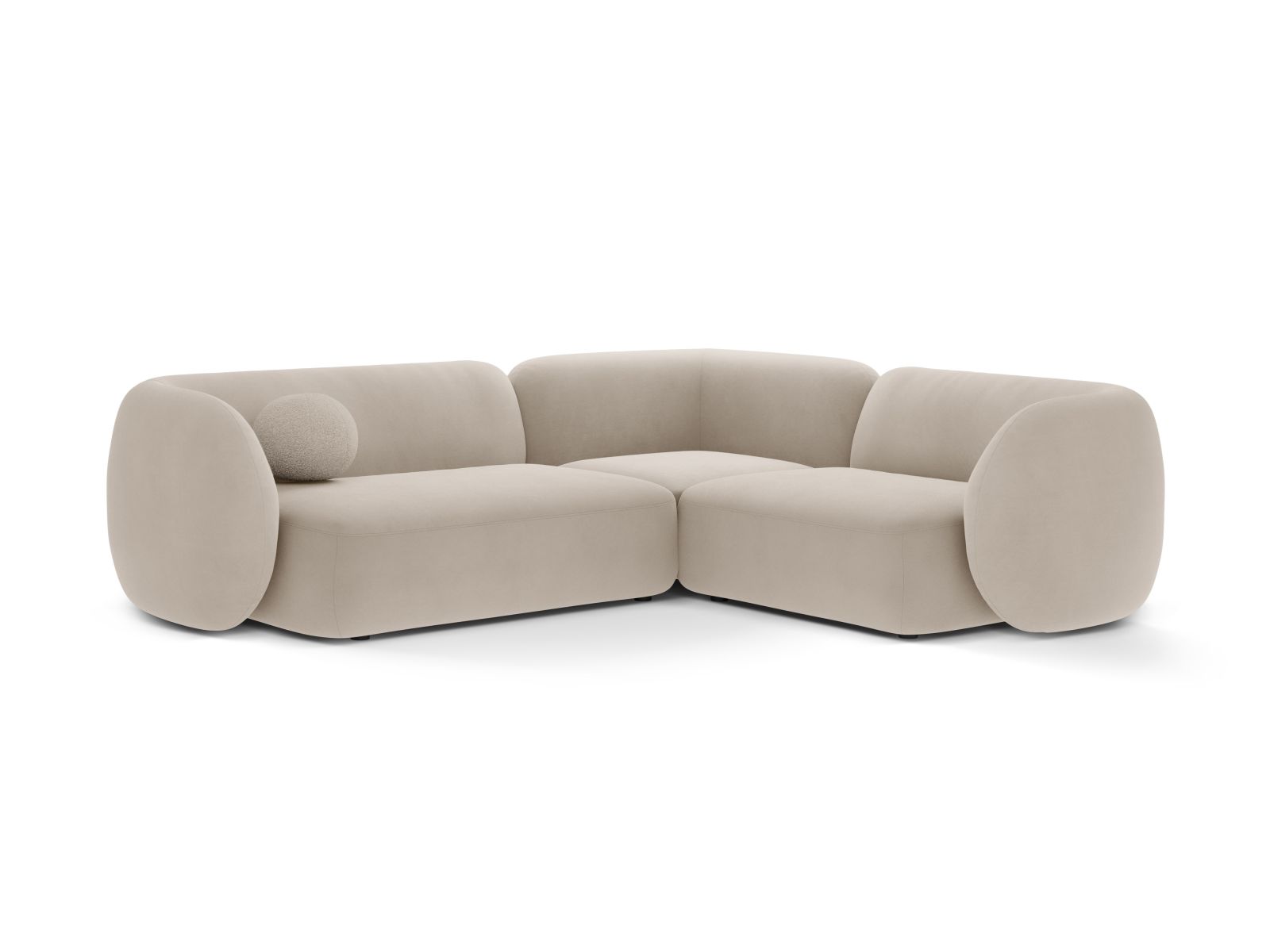 Velvet Modular Right Corner Sofa, "Kate", 4 Seats, 252x220x76