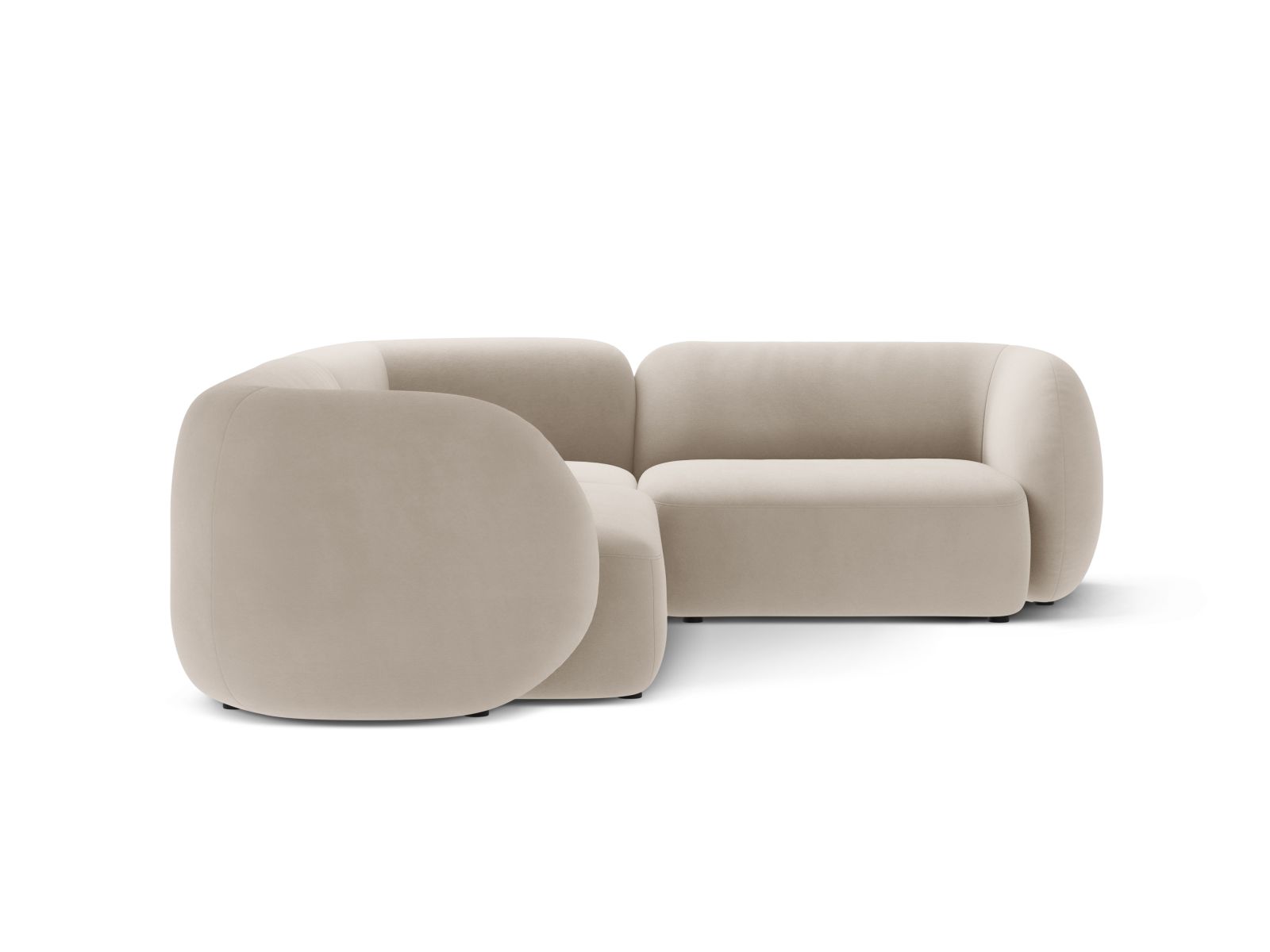 Velvet Modular Right Corner Sofa, "Kate", 4 Seats, 252x220x76