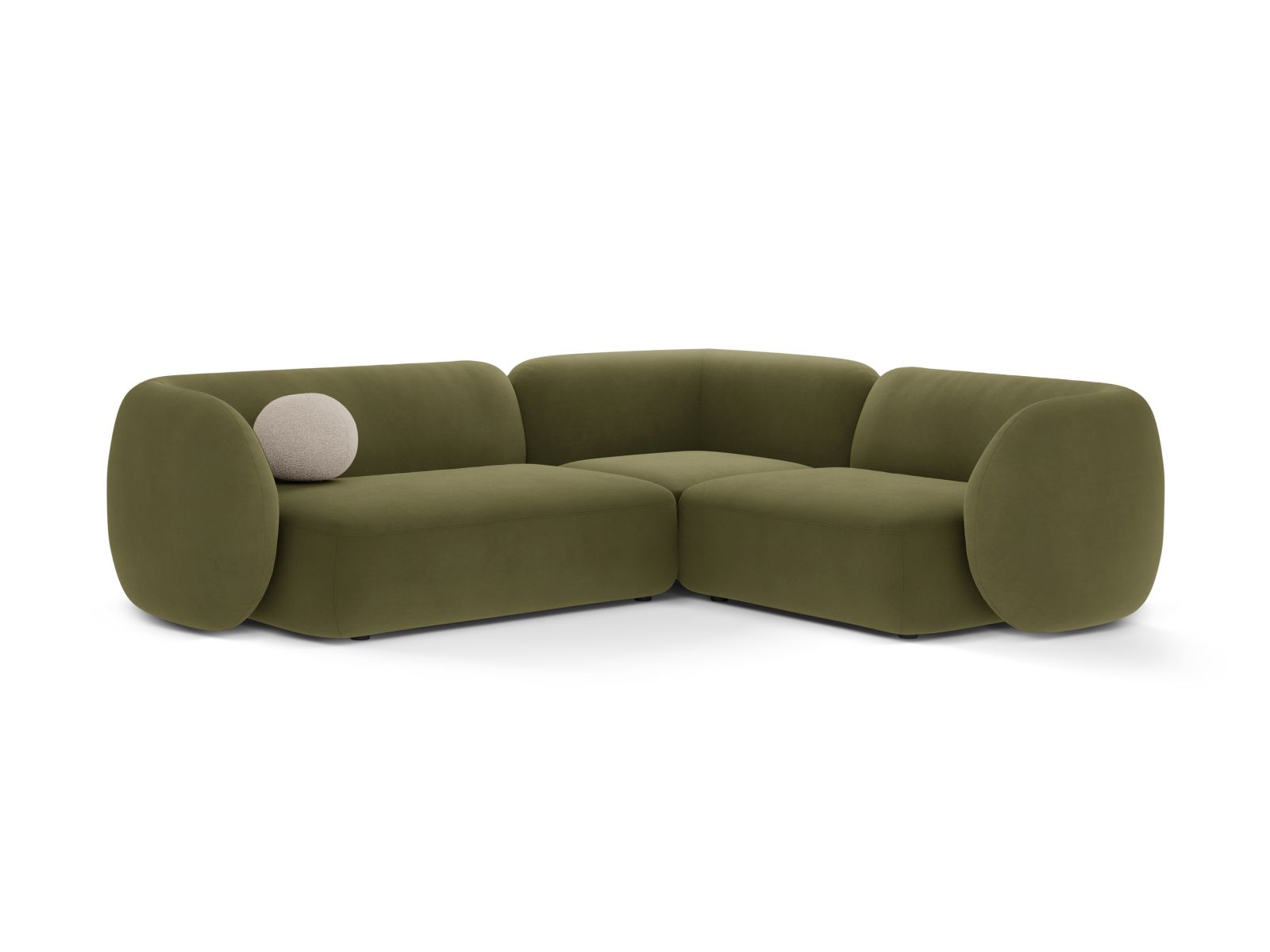 Velvet Modular Right Corner Sofa, "Kate", 4 Seats, 252x220x76