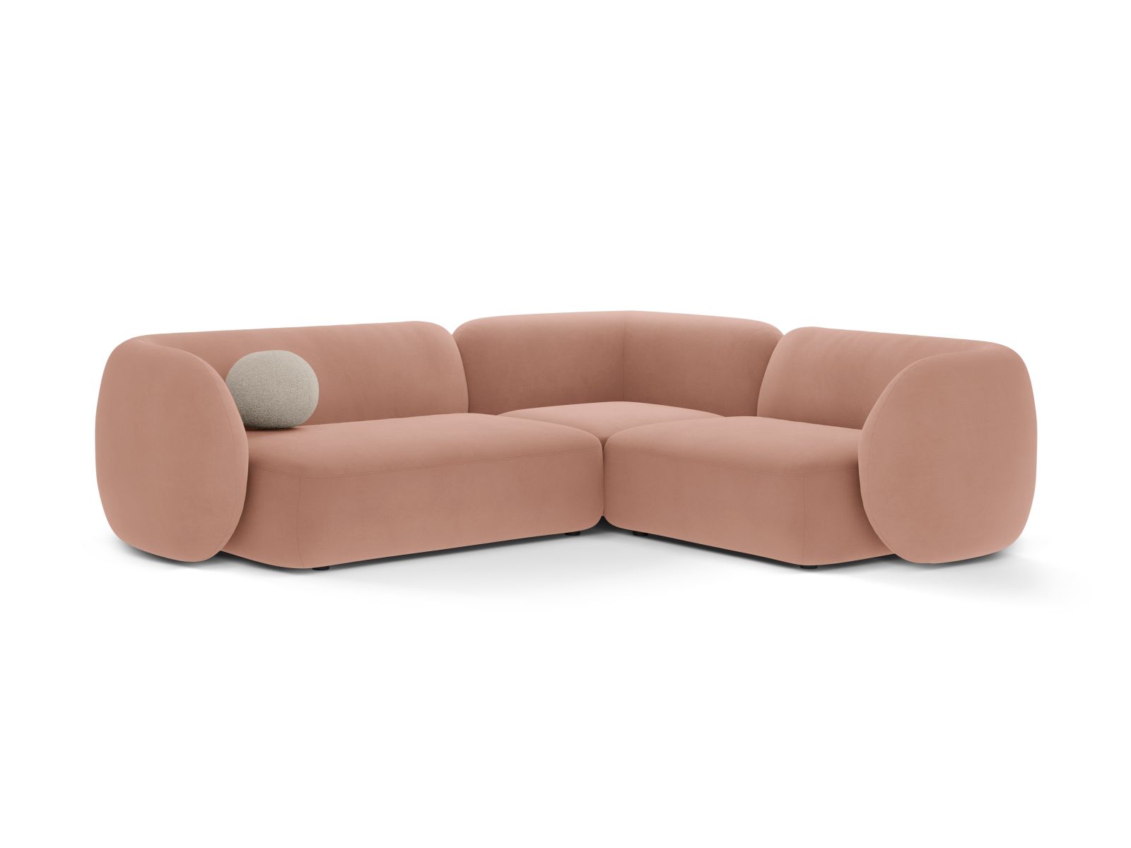 Velvet Modular Right Corner Sofa, "Kate", 4 Seats, 252x220x76