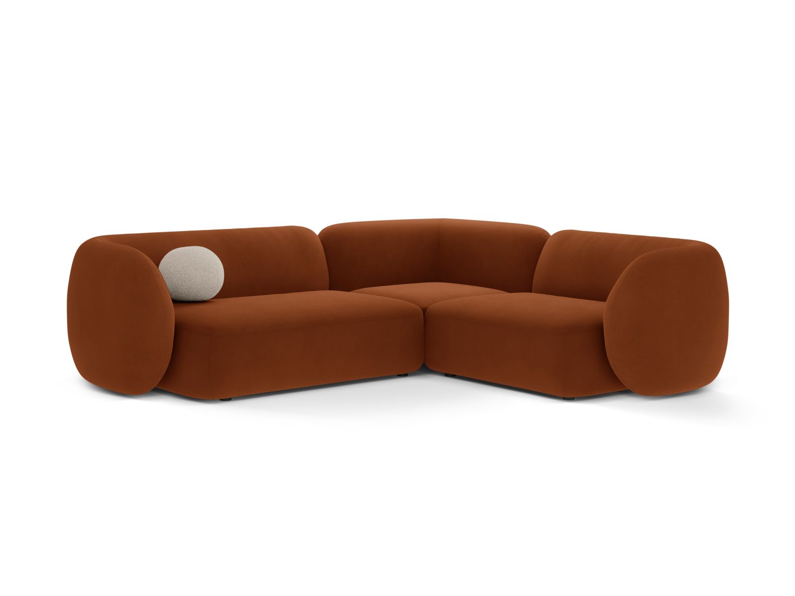 Velvet Modular Right Corner Sofa, "Kate", 4 Seats, 252x220x76