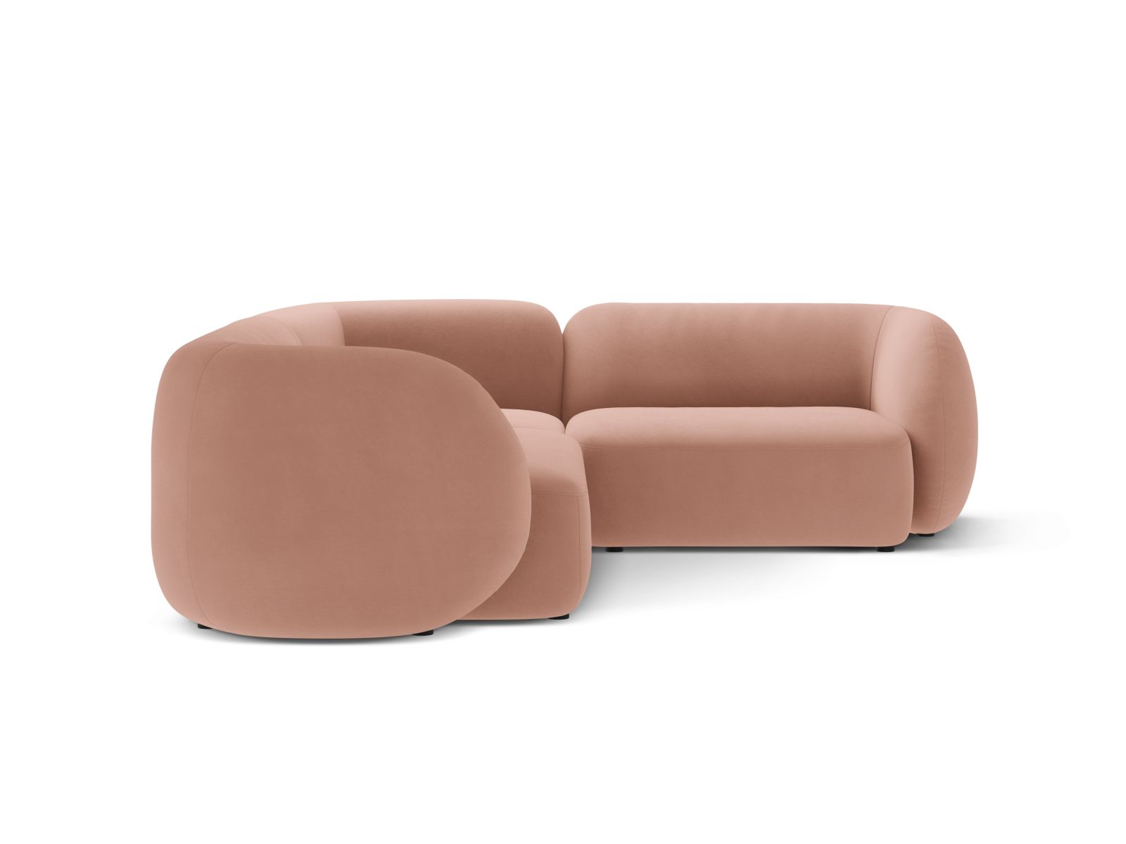 Velvet Modular Right Corner Sofa, "Kate", 4 Seats, 252x220x76