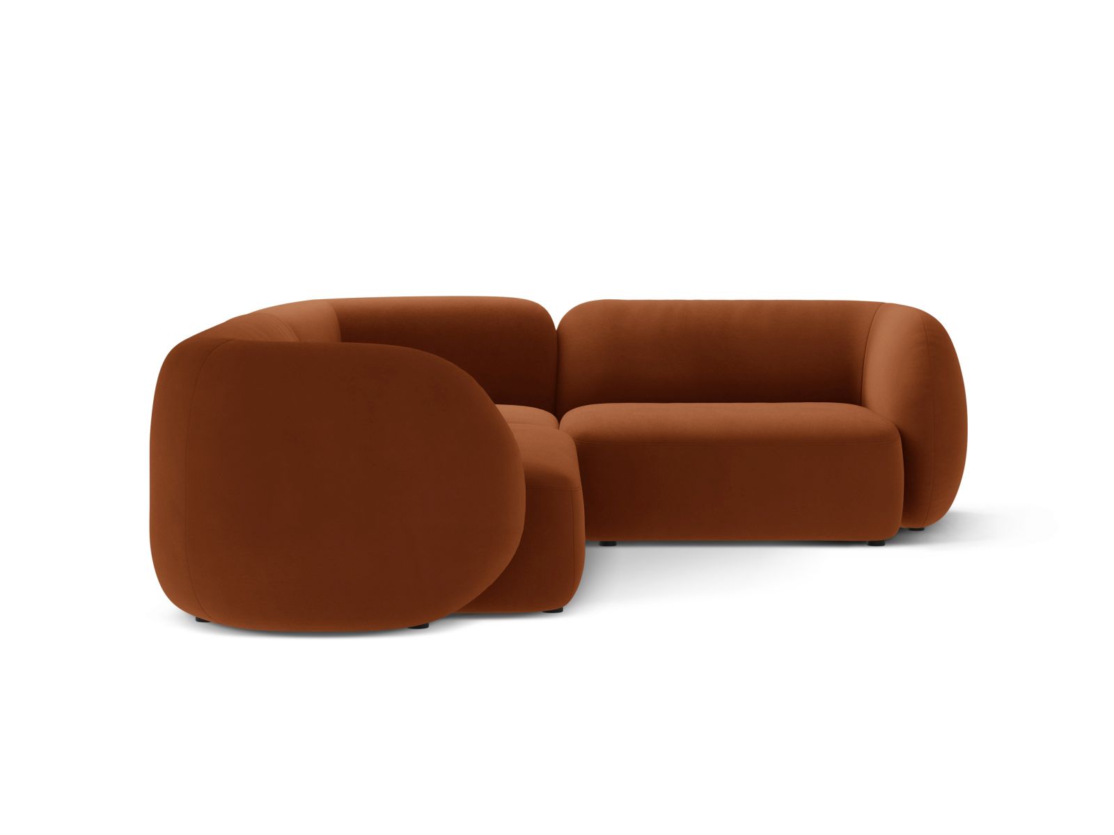 Velvet Modular Right Corner Sofa, "Kate", 4 Seats, 252x220x76