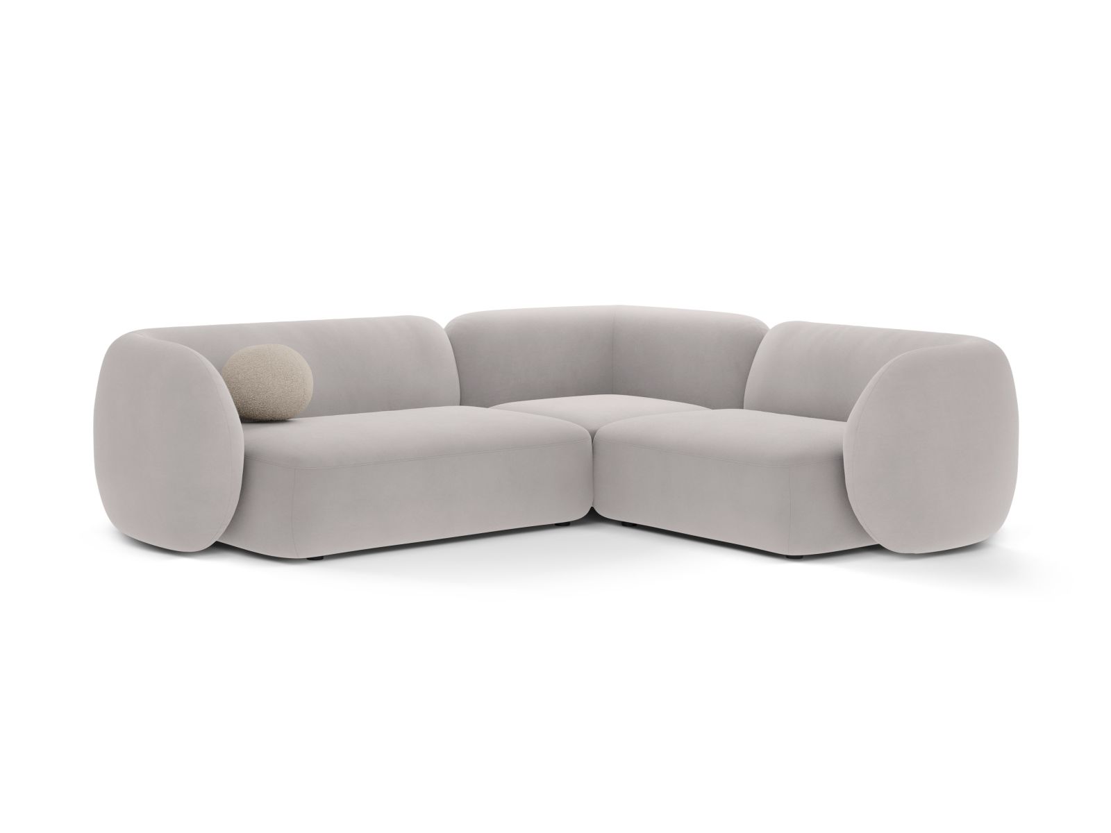 Velvet Modular Right Corner Sofa, "Kate", 4 Seats, 252x220x76