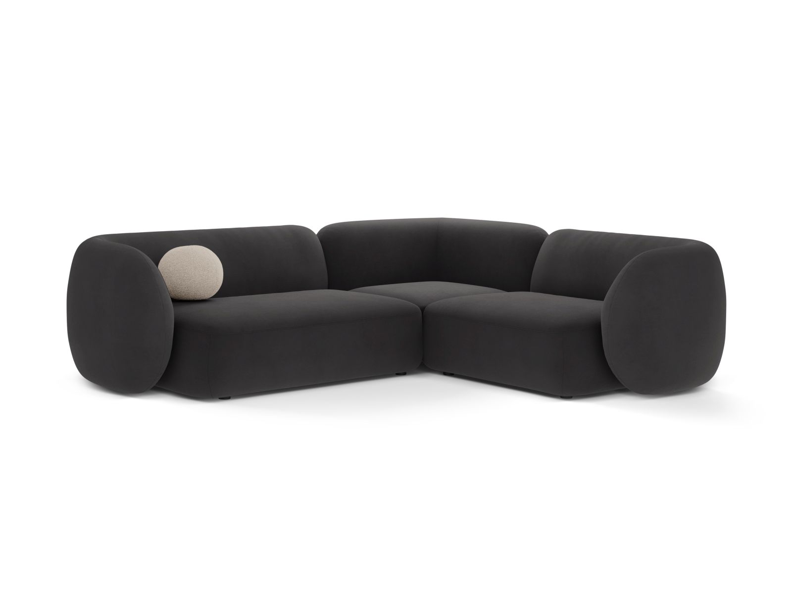 Velvet Modular Right Corner Sofa, "Kate", 4 Seats, 252x220x76
