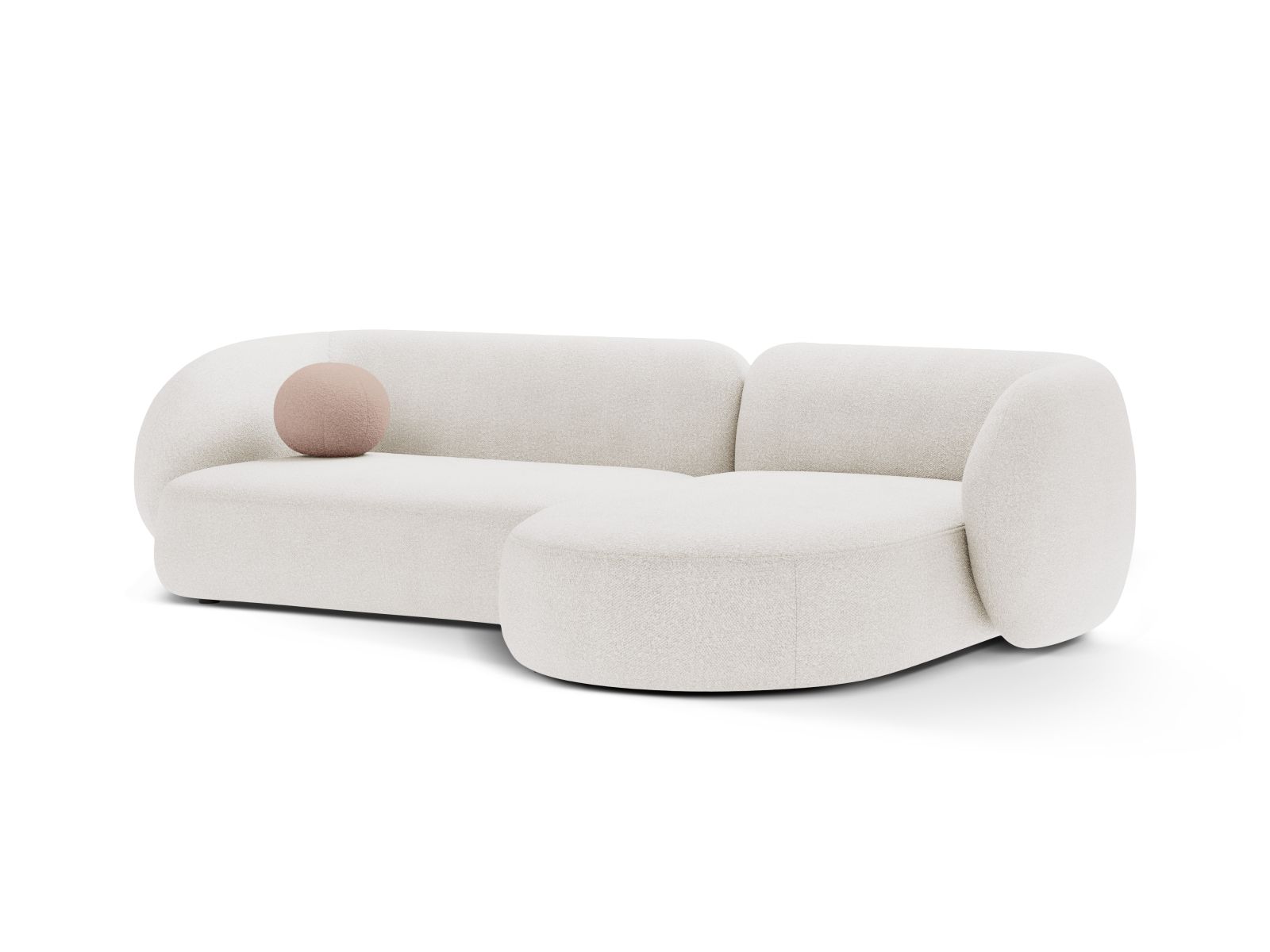 Boucle Modular Right Corner Sofa, "Kate", 3 Seats, 285x176x76