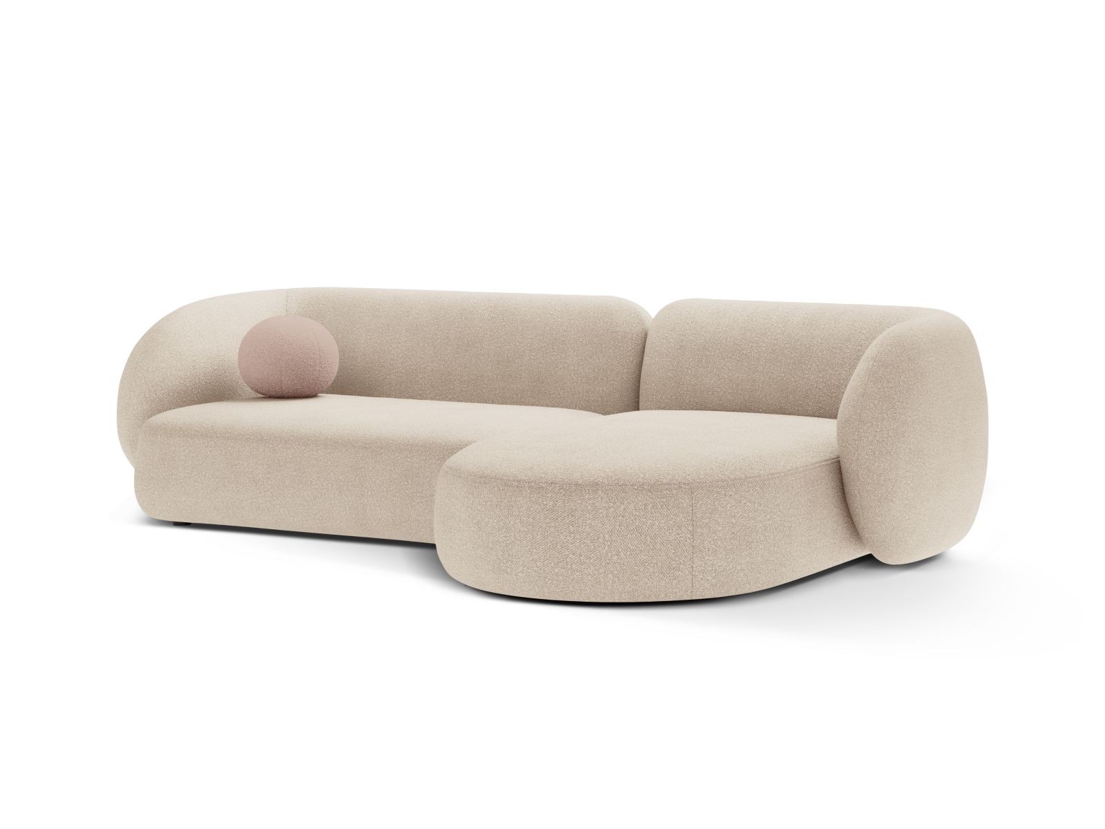 Boucle Modular Right Corner Sofa, "Kate", 3 Seats, 285x176x76